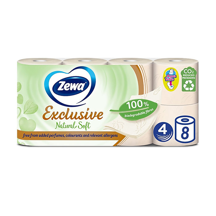 Уцінка! Туалетний папір Zewa Exclusive Natural Soft білий, 4-шаровий 150 відривів, 8 рулонів
Уцінка! Туалетний папір Zewa Exclusive Natural Soft білий, 4-шаровий 150 відривів, 8 рулонів