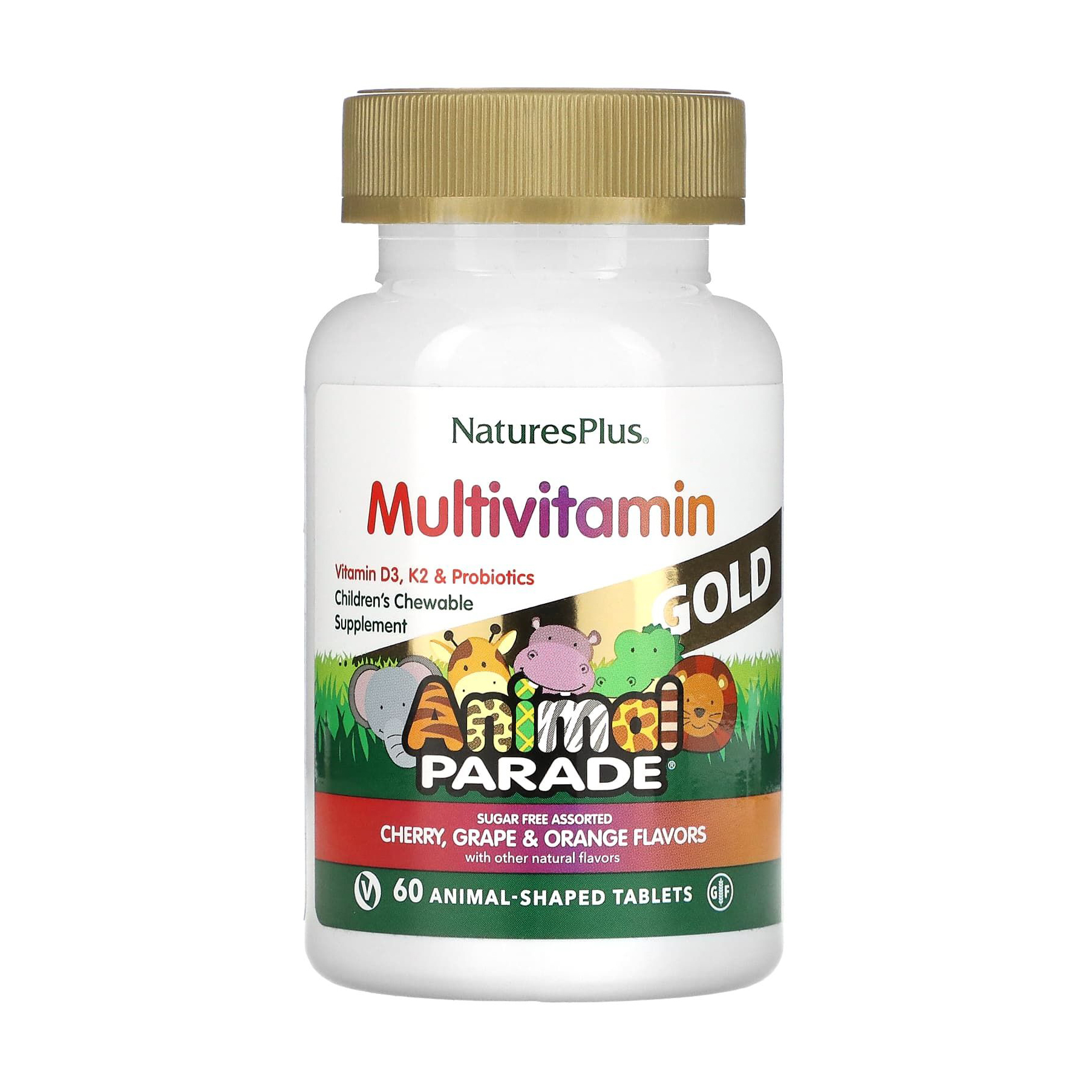 Мультивітаміни для дітей NaturesPlus Animal Parade Gold, 60 жувальних таблеток
Мультивітаміни для дітей NaturesPlus Animal Parade Gold, 60 жувальних таблеток