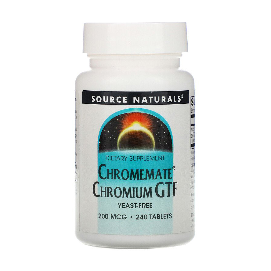 Хром Source Naturals Chromemate Chromium GTF 200 мкг, 240 таблеток
Хром Source Naturals Chromemate Chromium GTF 200 мкг, 240 таблеток