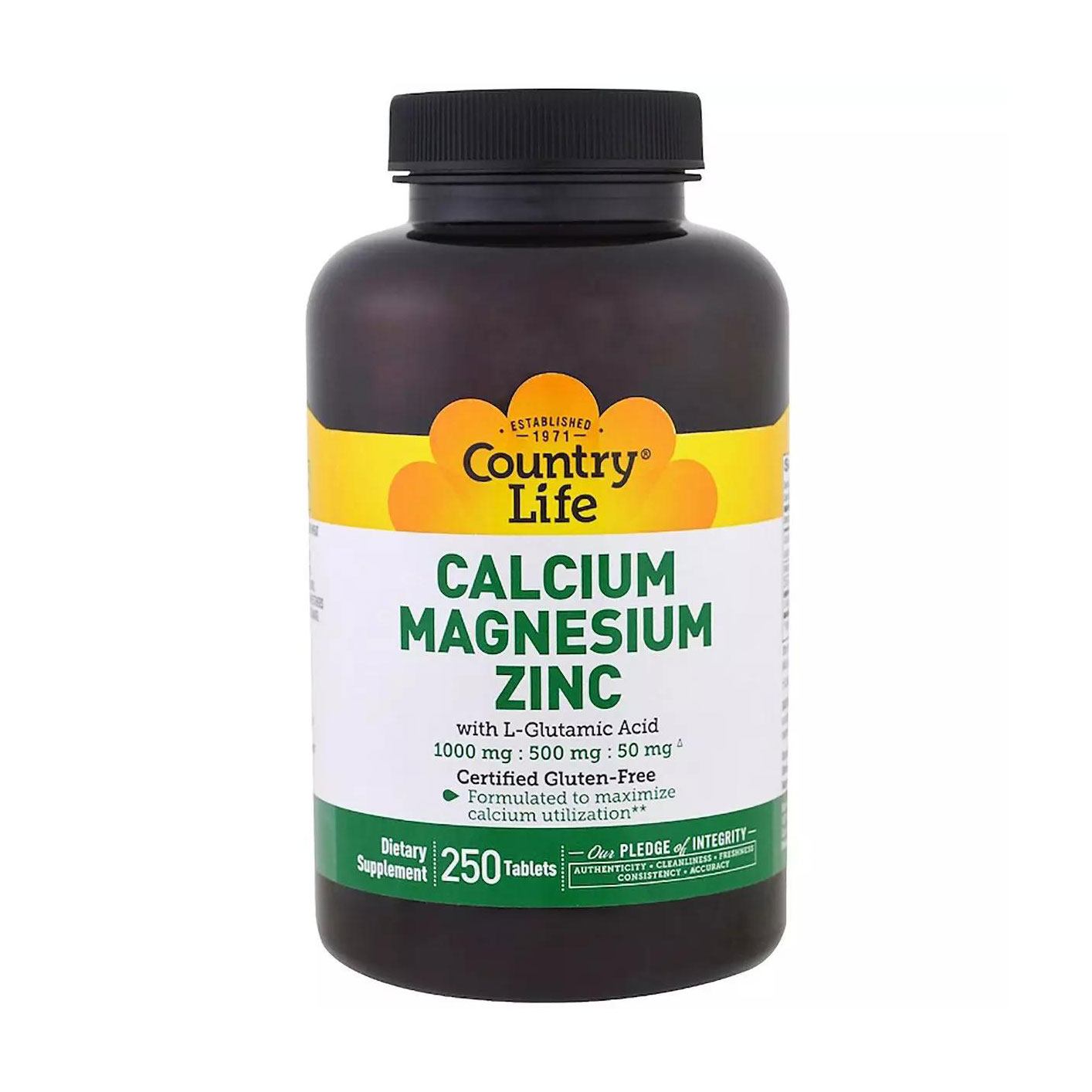 Кальцій, магній, цинк Country Life Calcium 1000 мг, Magnesium 500 мг, Zync 50 мг з L-глютаміном, 250 таблеток
Кальцій, магній, цинк Country Life Calcium 1000 мг, Magnesium 500 мг, Zync 50 мг з L-глютаміном, 250 таблеток