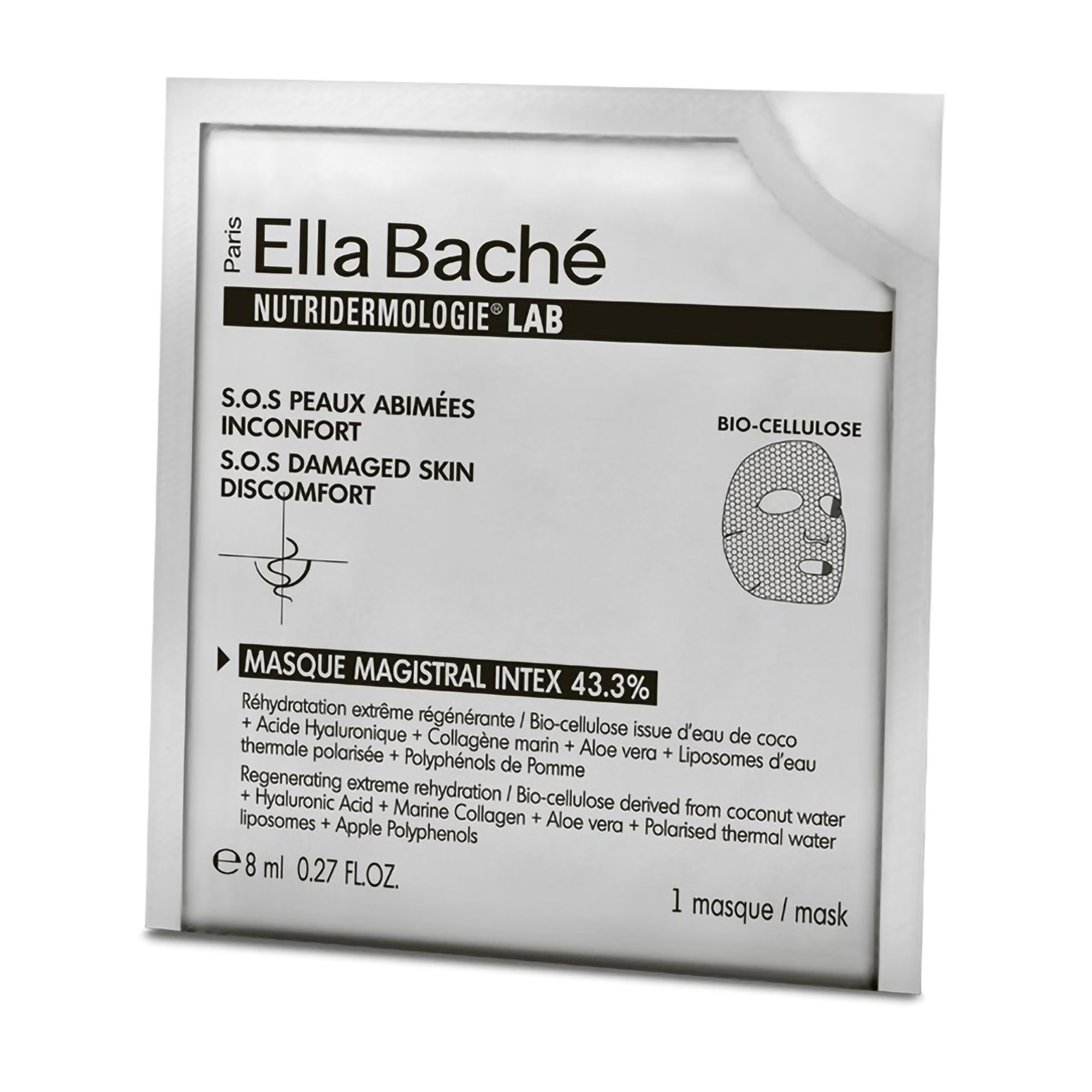 Тканинна маска для обличчя Ella Bache Nutridermologie Lab Face Masque Magistral Intex 43,3 % Інтенсивна терапія, 8 мл
Тканинна маска для обличчя Ella Bache Nutridermologie Lab Face Masque Magistral Intex 43,3 % Інтенсивна терапія, 8 мл