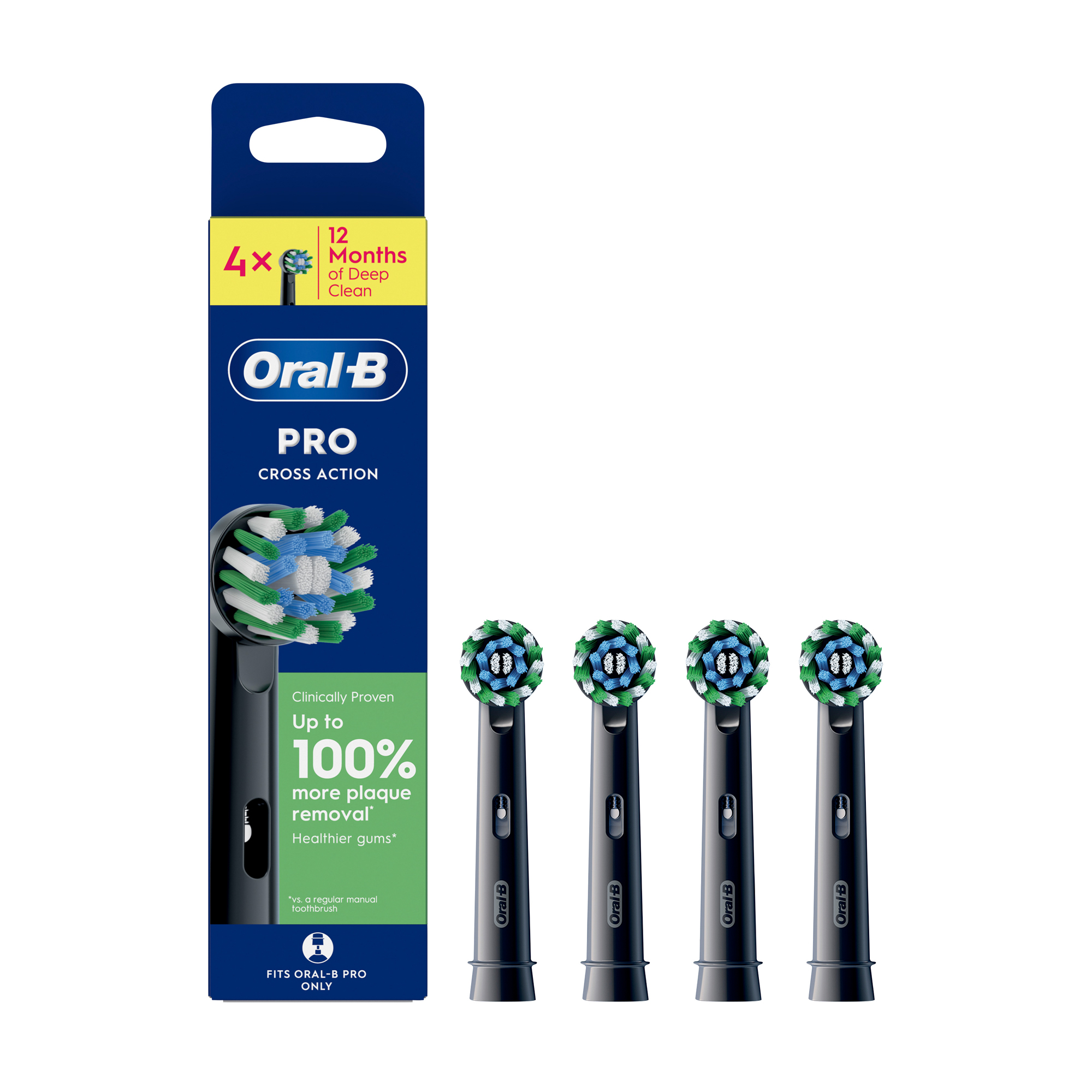 Змінні насадки для електричної зубної щітки Oral-B Pro Cross Action Black, 4 шт
Змінні насадки для електричної зубної щітки Oral-B Pro Cross Action Black, 4 шт