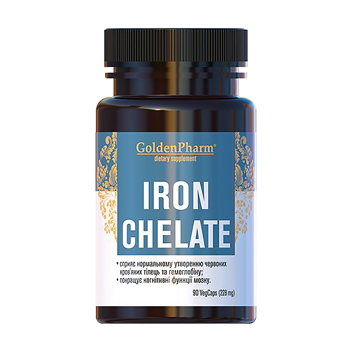 Залізо хелат Golden Pharm Iron Chelate, 90 капсул
Залізо хелат Golden Pharm Iron Chelate, 90 капсул