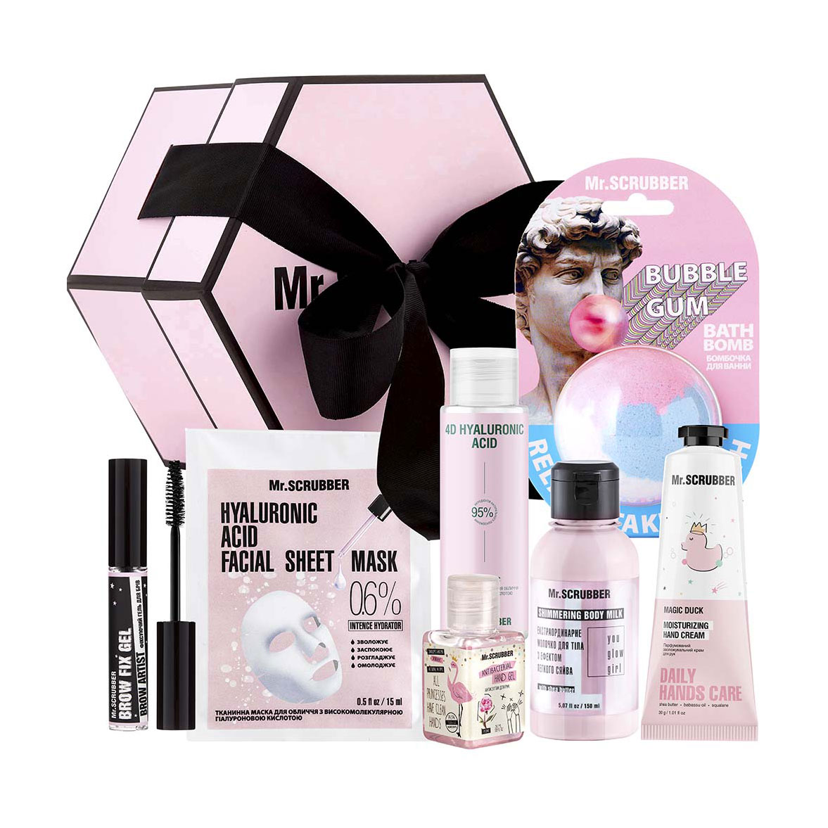 Подарунковий набір Mr. Scrubber Teen Set (молочко, 150 мл + тонік, 80 мл + тканинна маска, 15 мл + гель для брів, 9 мл + бомбочка, 200 г + крем для рук, 30 г + антисептик, 30 мл)
Подарунковий набір Mr. Scrubber Teen Set (молочко, 150 мл + тонік, 80 мл + тканинна маска, 15 мл + гель для брів, 9 мл + бомбочка, 200 г + крем для рук, 30 г + антисептик, 30 мл)