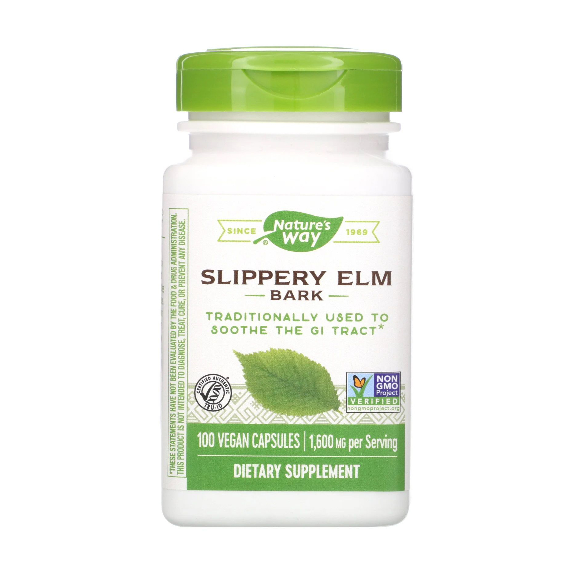 Слизький В'яз Nature's Way Slippery Elm Bark 400 мг, 100 капсул
Слизький В'яз Nature's Way Slippery Elm Bark 400 мг, 100 капсул