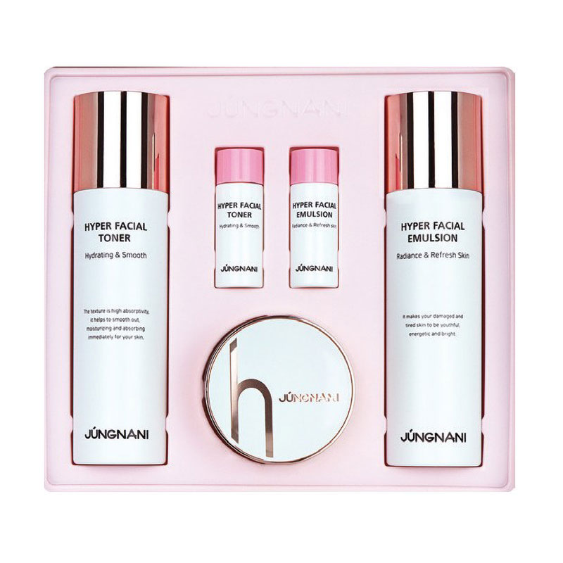 Набір для обличчя Jungnani Hyper Facial Special Skin Care Пружність та зволоження (тонер, 120 мл + емульсія, 120 мл + крем, 50 мл + тонер мініатюра + емульсія мініатюра)
Набір для обличчя Jungnani Hyper Facial Special Skin Care Пружність та зволоження (тонер, 120 мл + емульсія, 120 мл + крем, 50 мл + тонер мініатюра + емульсія мініатюра)