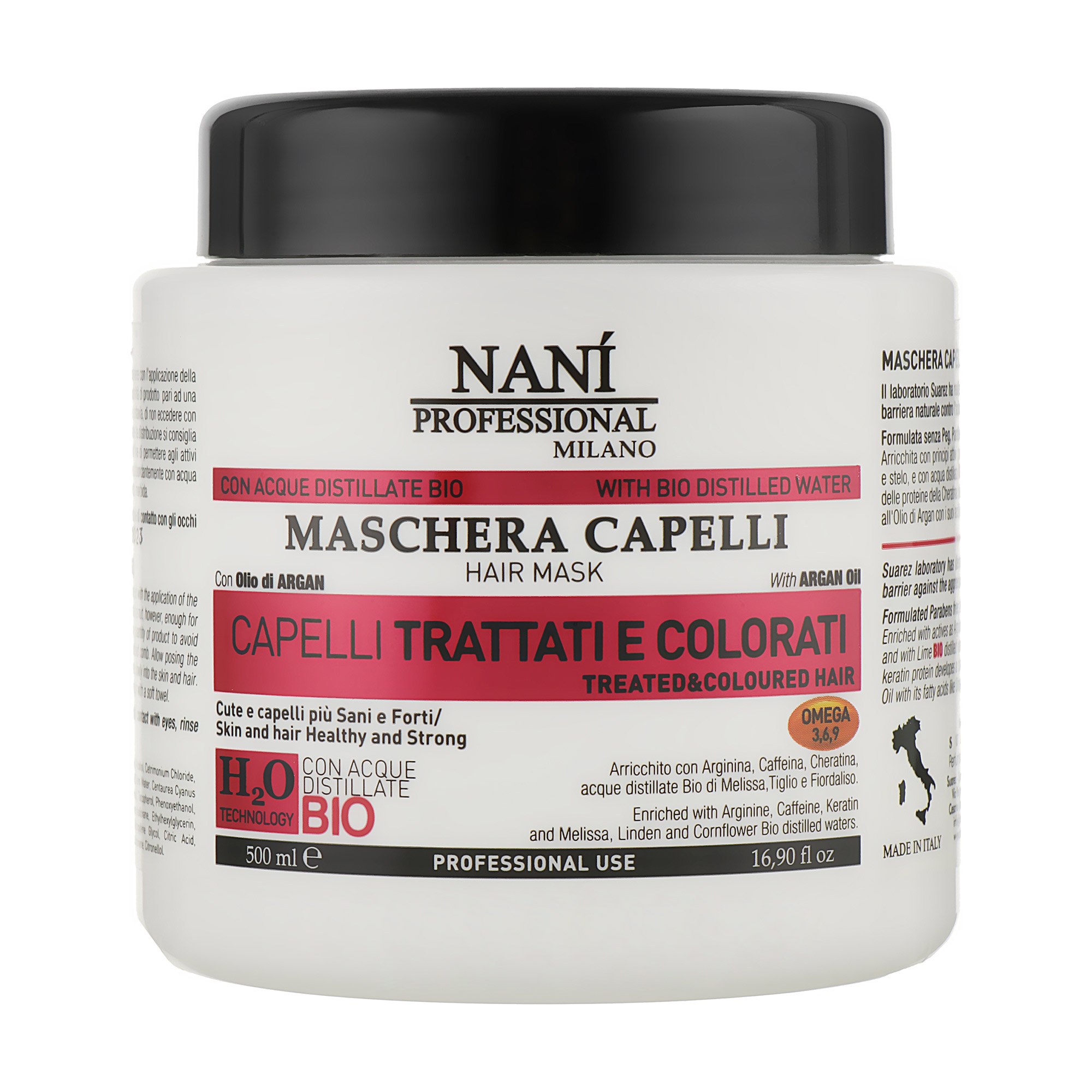 Маска для волосся Nani Professional Milano для фарбованого та пошкодженого волосся, 500 мл
Маска для волосся Nani Professional Milano для фарбованого та пошкодженого волосся, 500 мл