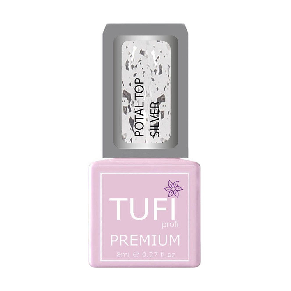 Каучуковий топ для гель-лаку Tufi profi Premium Potal Top без липкого шару, з поталью срібло, 8 мл
Каучуковий топ для гель-лаку Tufi profi Premium Potal Top без липкого шару, з поталью срібло, 8 мл