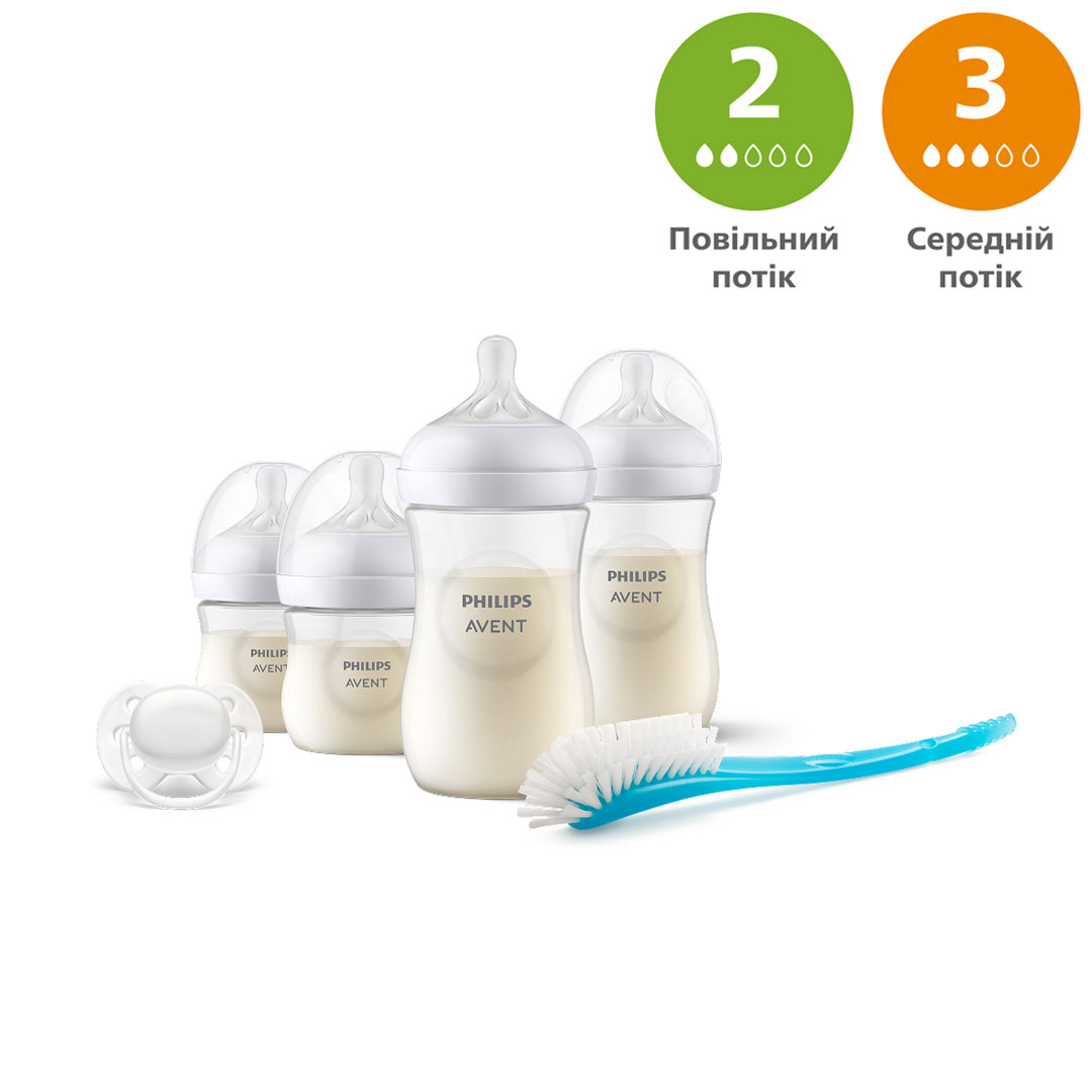 Набір пляшечок для годування новонароджених Philips AVENT Natural 2-Повільний потік/3-Середній потік, 6 предметів (SCD838/11)
Набір пляшечок для годування новонароджених Philips AVENT Natural 2-Повільний потік/3-Середній потік, 6 предметів (SCD838/11)