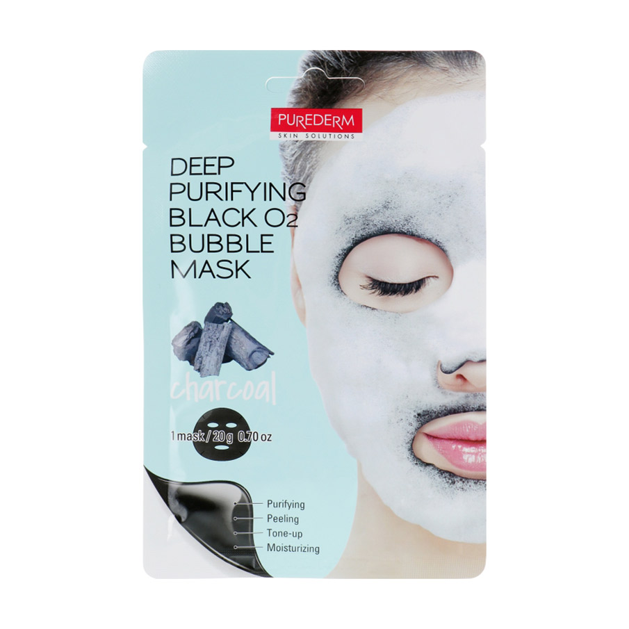 Глибоко очищувальна бульбашкова тканинна маска для обличчя Purederm Deep Purifying Black O2 Bubble Mask Charcoal з вугіллям, 20 г
Глибоко очищувальна бульбашкова тканинна маска для обличчя Purederm Deep Purifying Black O2 Bubble Mask Charcoal з вугіллям, 20 г