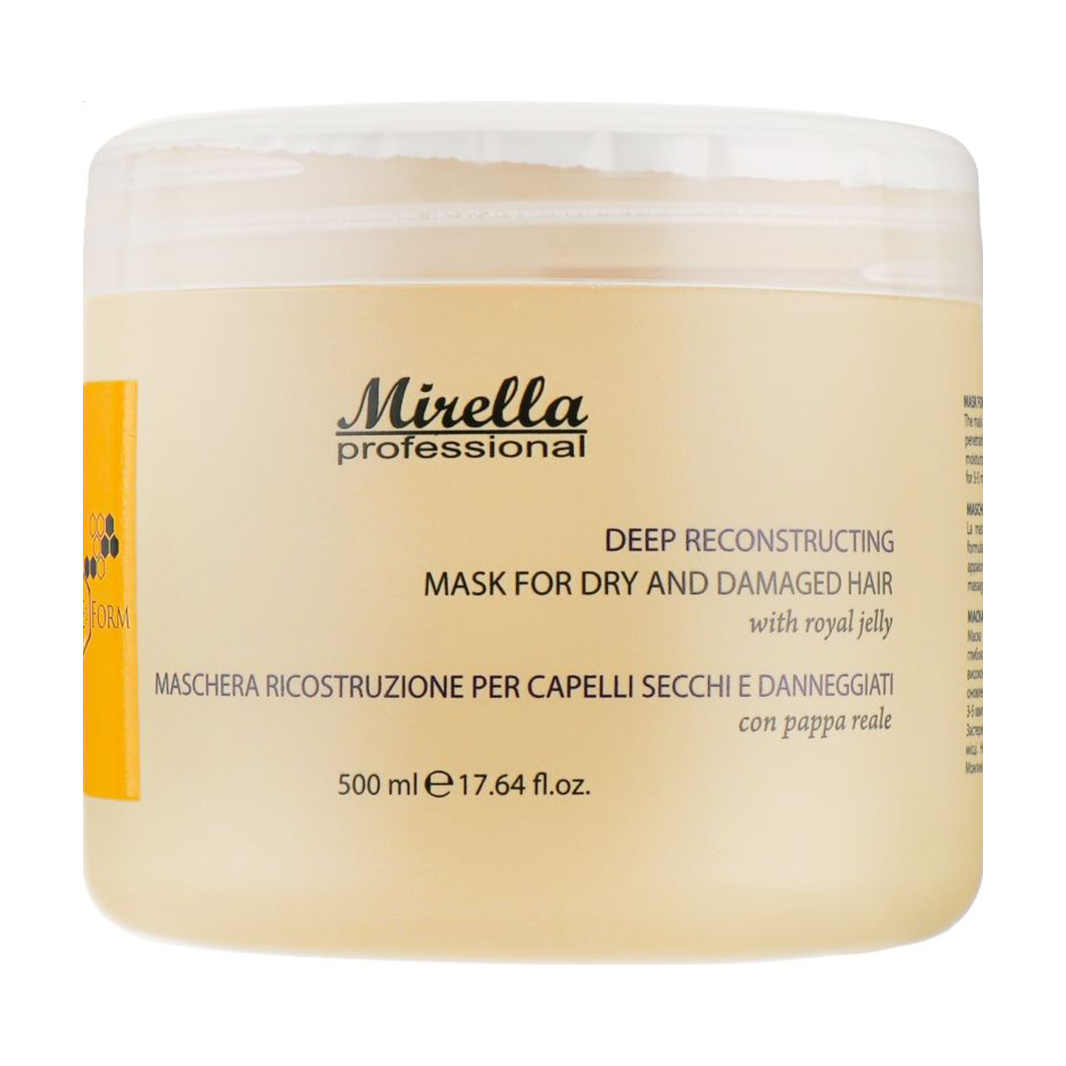 Відновлювальна маска Mirella Professional BeeForm Deep Reconstructing Mask для сухого та пошкодженого волосся, з маточним молочком, 500 мл
Відновлювальна маска Mirella Professional BeeForm Deep Reconstructing Mask для сухого та пошкодженого волосся, з маточним молочком, 500 мл