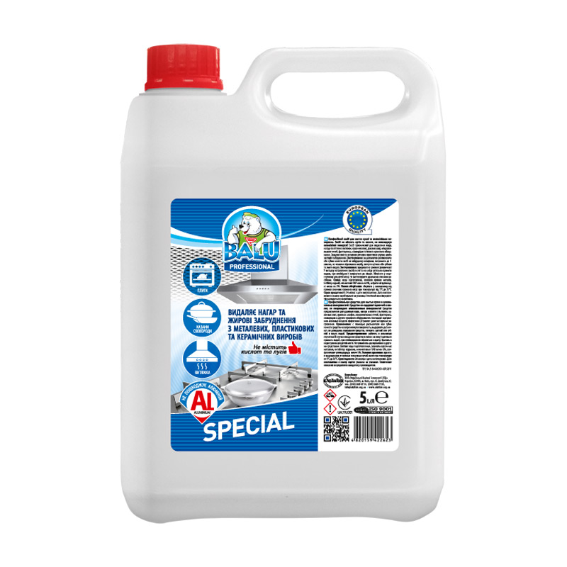 Професійний засіб для миття кухні та алюмінієвих поверхонь BALU Professional Special, 5 л
Професійний засіб для миття кухні та алюмінієвих поверхонь BALU Professional Special, 5 л