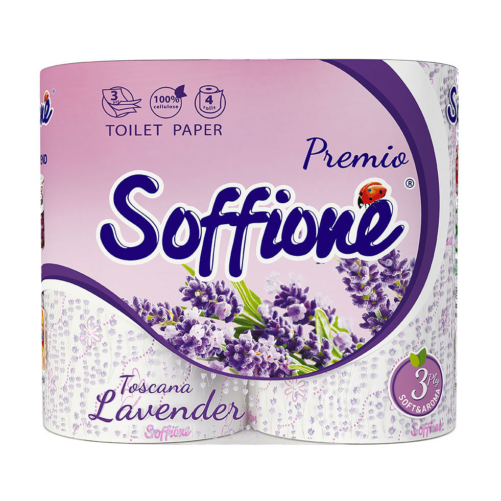 Туалетний папір Soffione Premio Toscana Lavender фіолетовий, 3-шаровий, 150 відривів, 4 рулони
Туалетний папір Soffione Premio Toscana Lavender фіолетовий, 3-шаровий, 150 відривів, 4 рулони