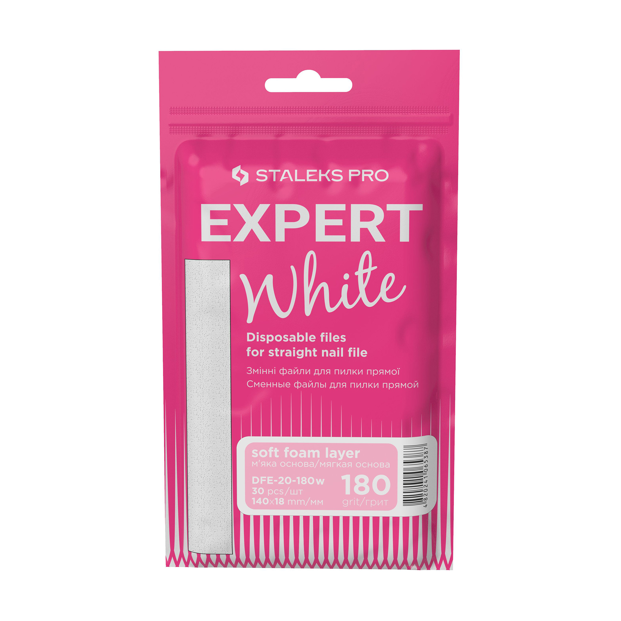 Змінні файли для пилки прямої на м'якій основі Staleks PRO Expert 20, білі, 180 грит, 30 шт
Змінні файли для пилки прямої на м'якій основі Staleks PRO Expert 20, білі, 180 грит, 30 шт