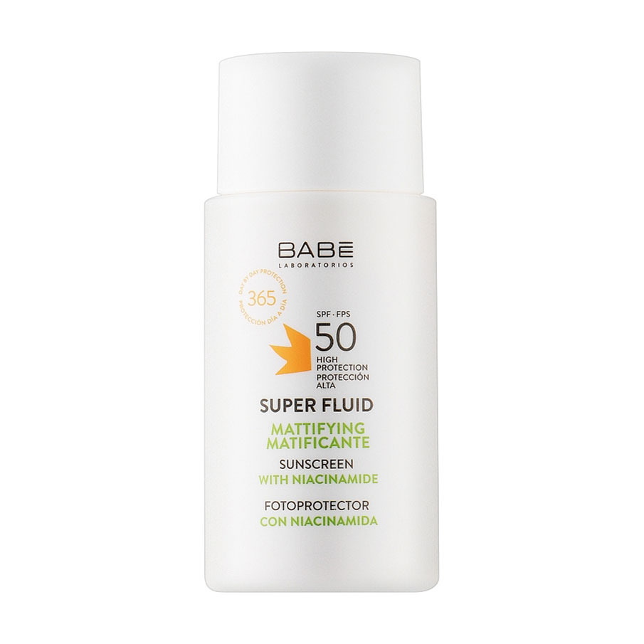Сонцезахисний суперфлюїд для обличчя BABE Laboratorios Super Fluid SPF 50 для всіх типів шкіри, з матувальним ефектом, 50 мл 
Сонцезахисний суперфлюїд для обличчя BABE Laboratorios Super Fluid SPF 50 для всіх типів шкіри, з матувальним ефектом, 50 мл