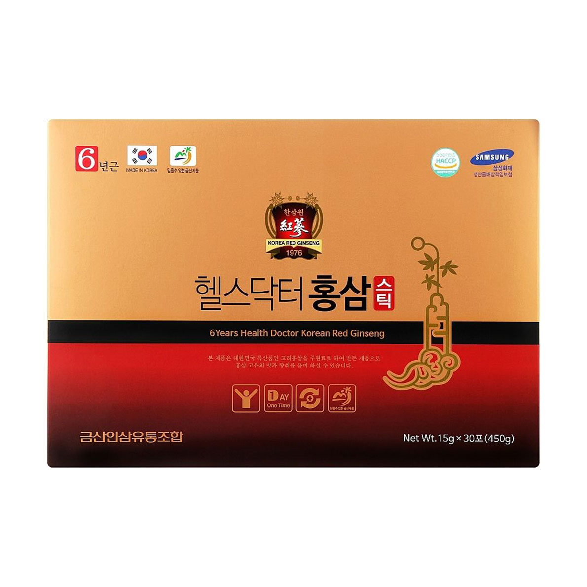 Корейський червоний женьшень Health Doctor 6 Years Health Doctor Korean Red Ginseng у стіках, 30*15 г
Корейський червоний женьшень Health Doctor 6 Years Health Doctor Korean Red Ginseng у стіках, 30*15 г