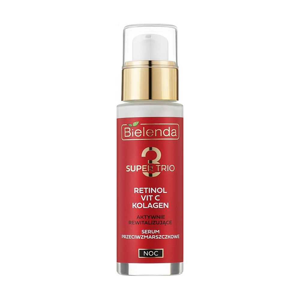 Уцінка! Нічна сироватка для обличчя Bielenda Super Trio Retinol Vit C Kolagen проти зморшок, 30 мл
Уцінка! Нічна сироватка для обличчя Bielenda Super Trio Retinol Vit C Kolagen проти зморшок, 30 мл