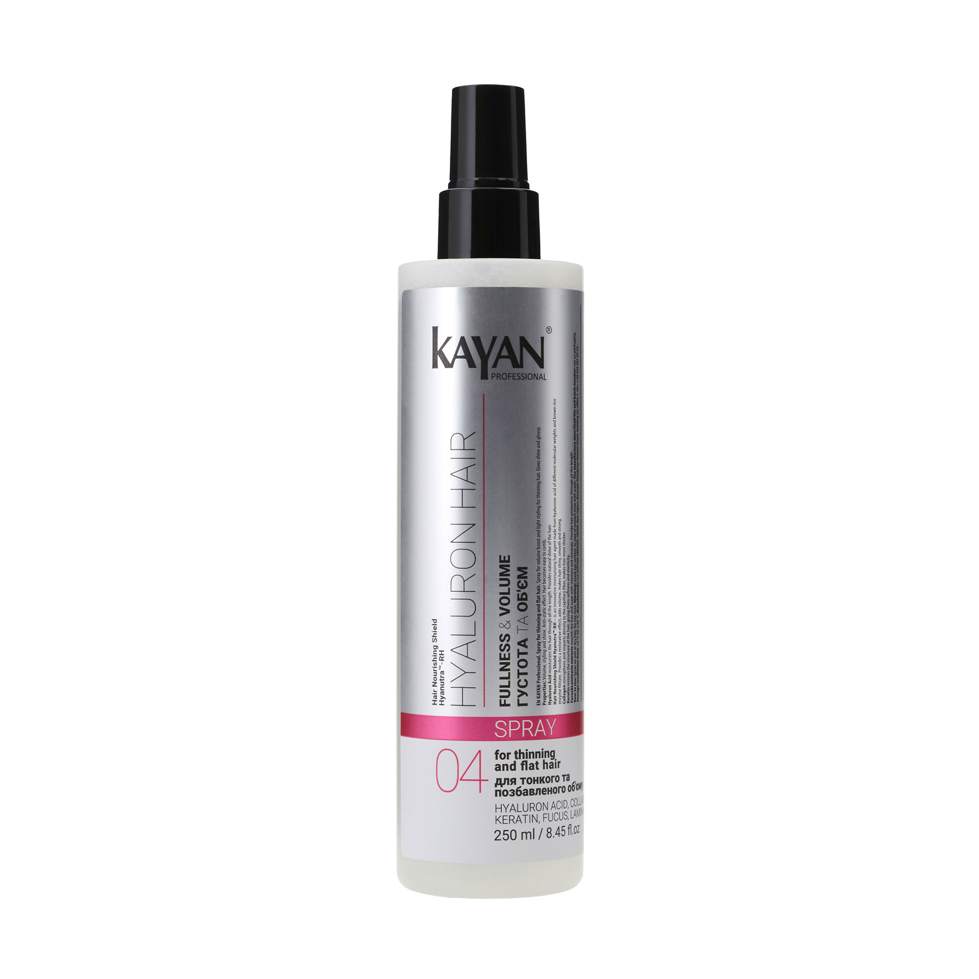 Спрей Kayan Professional Hyaluron Hair Spray для тонкого і позбавленого об'єму волосся, 200 мл
Спрей Kayan Professional Hyaluron Hair Spray для тонкого і позбавленого об'єму волосся, 200 мл