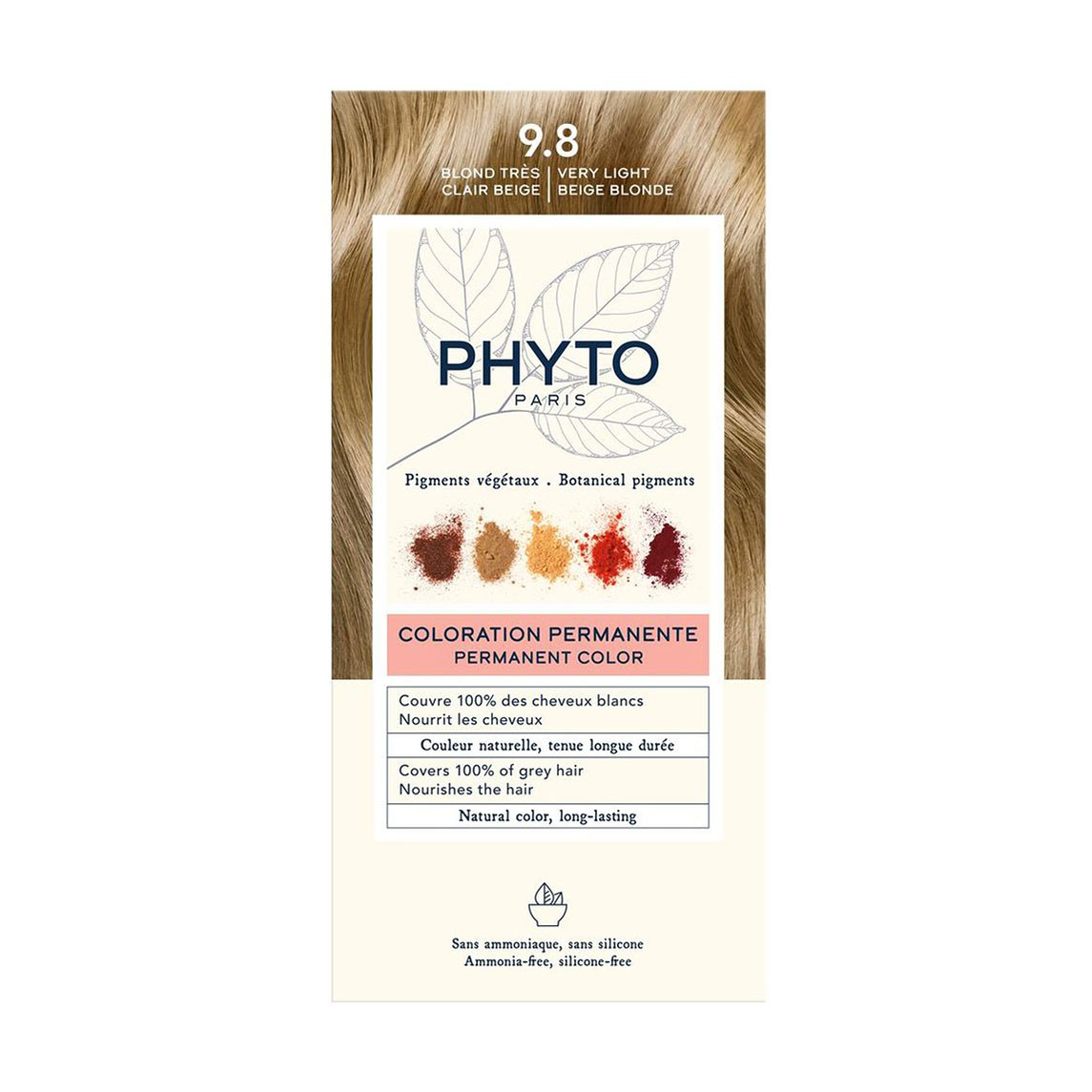 Безаміачна крем-фарба для волосся Phyto PhytoColor Coloration Permanente 9.8 Бежевий блондин, 112 мл
Безаміачна крем-фарба для волосся Phyto PhytoColor Coloration Permanente 9.8 Бежевий блондин, 112 мл