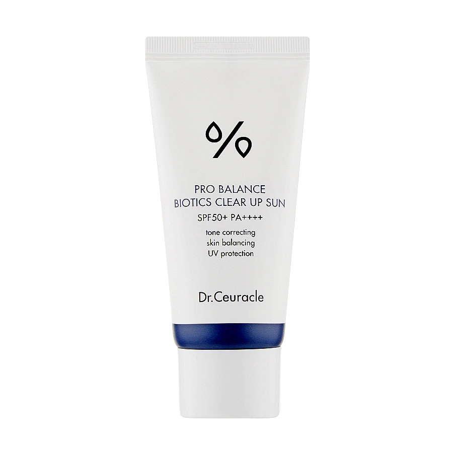 Сонцезахисний освітлювальний крем для обличчя Dr.Ceuracle Pro Balance Biotics Clear Up Sun SPF50+ PA++++ з пробіотиками, 50 мл
Сонцезахисний освітлювальний крем для обличчя Dr.Ceuracle Pro Balance Biotics Clear Up Sun SPF50+ PA++++ з пробіотиками, 50 мл