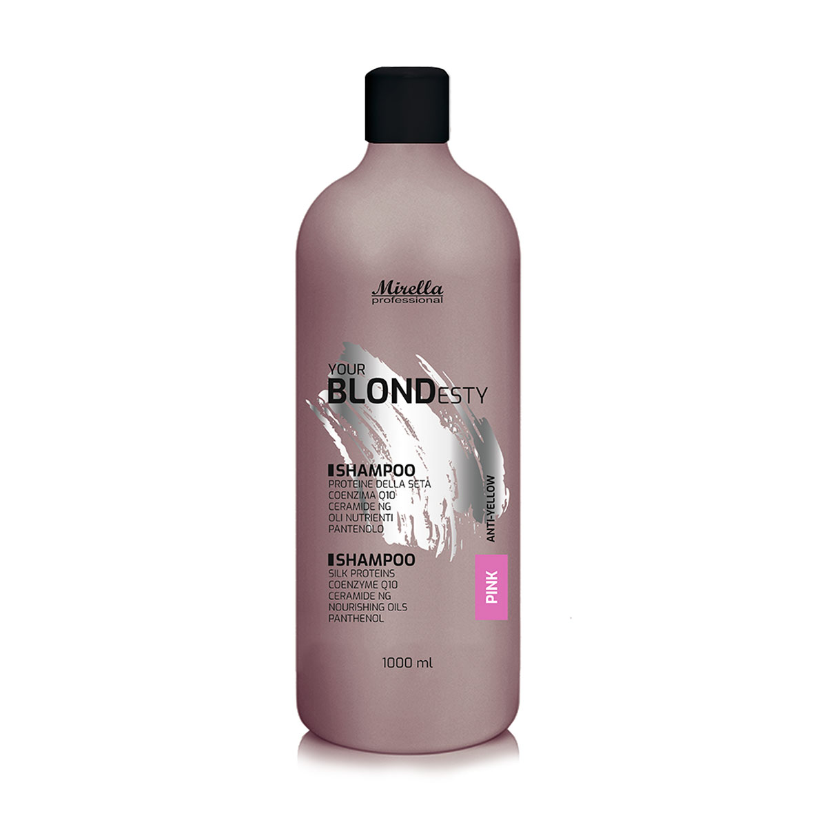 Відтінковий шампунь для волосся Mirella Professional Your Blondesty Shampoo Pink з керамідами, 1 л
Відтінковий шампунь для волосся Mirella Professional Your Blondesty Shampoo Pink з керамідами, 1 л
