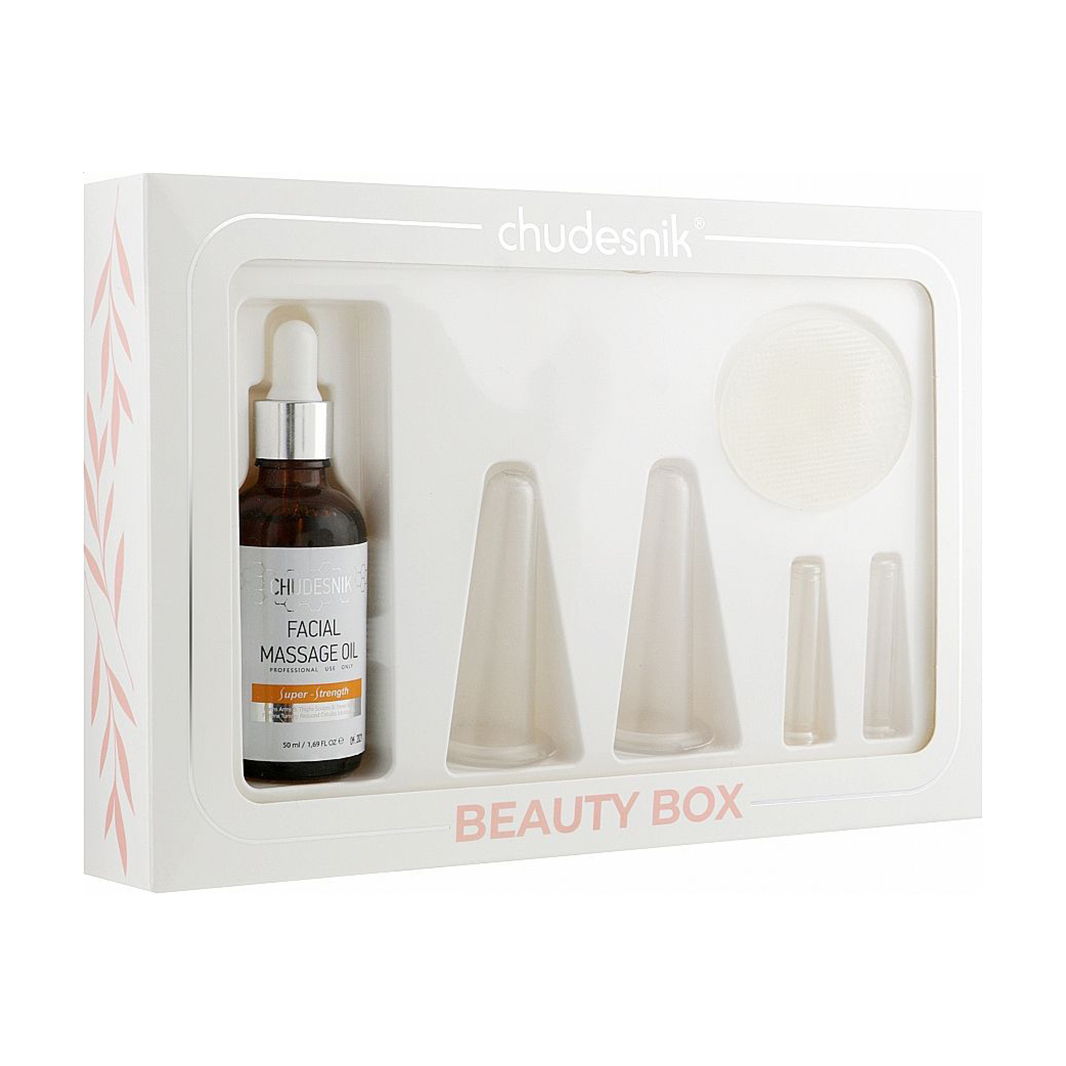 Уцінка! Набір для масажу обличчя chudesnik Beauty Box (вакуумні банки, 4 шт + олія, 50 мл)
Уцінка! Набір для масажу обличчя chudesnik Beauty Box (вакуумні банки, 4 шт + олія, 50 мл)