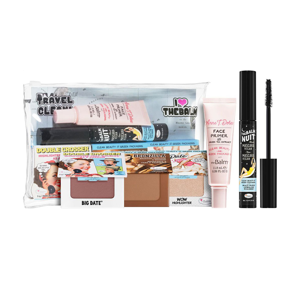 Тревел набір для макіяжу обличчя theBalm Clean & Green (туш, 8 мл + основа під макіяж, 11.8 мл + рум'яна, 3 г + бронзатор, 2.2 г + хайлайтер, 3 г)
Тревел набір для макіяжу обличчя theBalm Clean & Green (туш, 8 мл + основа під макіяж, 11.8 мл + рум'яна, 3 г + бронзатор, 2.2 г + хайлайтер, 3 г)