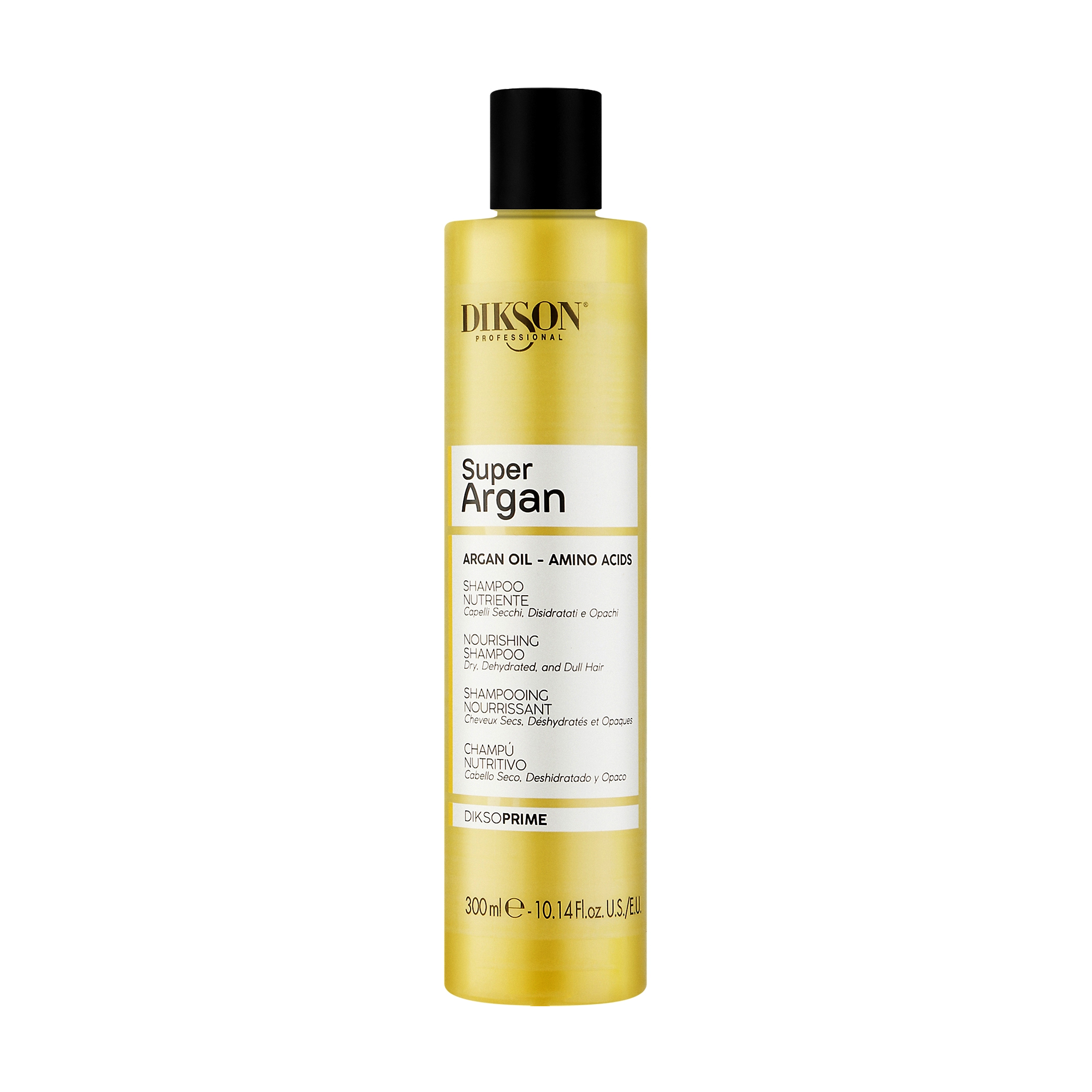 Поживний шампунь Dikson DiksoPrime Super Argan Shampoo для сухого, зневодненого та тьмяного волосся, з аргановою олією та амінокислотами, 300 мл
Поживний шампунь Dikson DiksoPrime Super Argan Shampoo для сухого, зневодненого та тьмяного волосся, з аргановою олією та амінокислотами, 300 мл