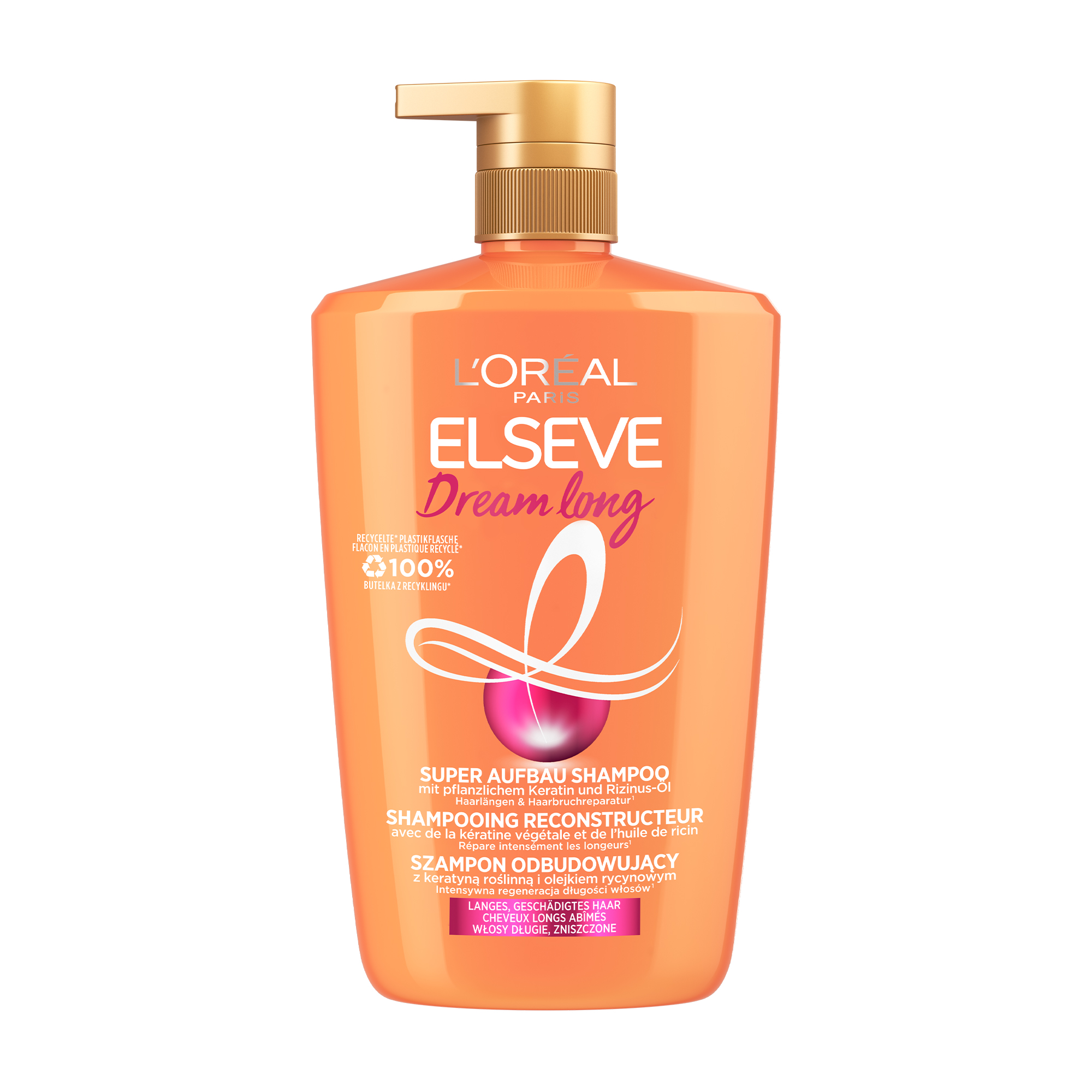 Відновлювальний шампунь L’Oreal Paris Elseve Dream Long для довгого пошкодженого волосся, з рослинним кератином та рициновою олією, 1 л
Відновлювальний шампунь L’Oreal Paris Elseve Dream Long для довгого пошкодженого волосся, з рослинним кератином та рициновою олією, 1 л