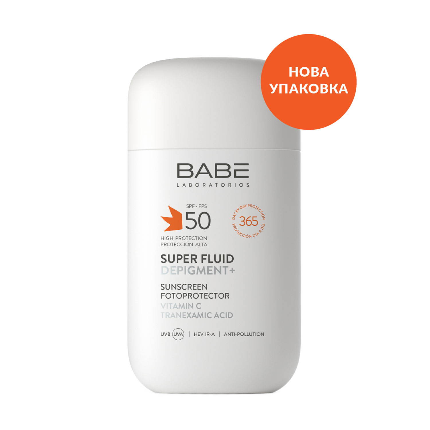 Сонцезахисний суперфлюїд депігмент з транексамовою кислотою і вітаміном С BABE Laboratorios Super Fluid SPF 50, 50 мл
Сонцезахисний суперфлюїд депігмент з транексамовою кислотою і вітаміном С BABE Laboratorios Super Fluid SPF 50, 50 мл