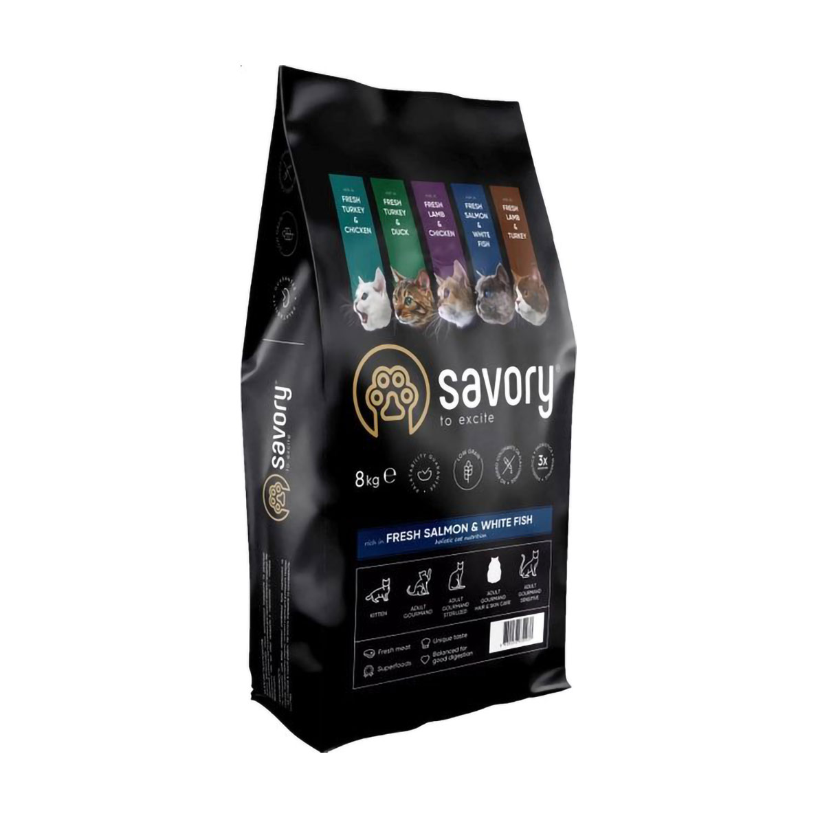 Сухий корм для довгошерстих дорослих кішок Savory Adult Gourmand Fresh Salmon & White Fish з лососем та білою рибою, 8 кг
Сухий корм для довгошерстих дорослих кішок Savory Adult Gourmand Fresh Salmon & White Fish з лососем та білою рибою, 8 кг