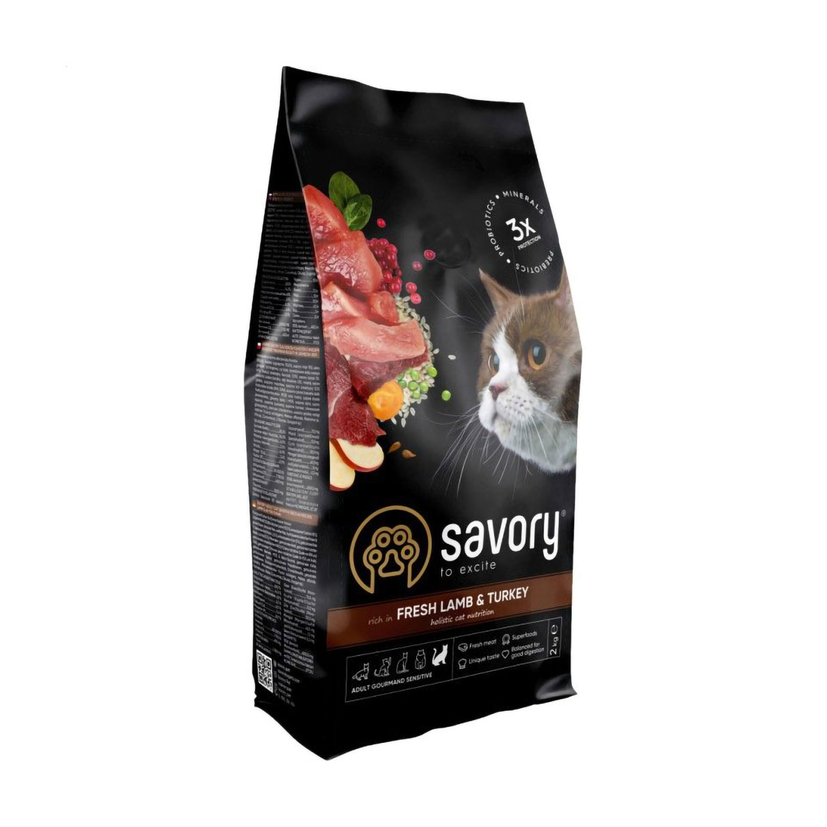 Сухий корм для дорослих кішок з чутливим травленням Savory Adult Cat Sensitive Digestion зі свіжим м'ясом ягня та індички, 2 кг
Сухий корм для дорослих кішок з чутливим травленням Savory Adult Cat Sensitive Digestion зі свіжим м'ясом ягня та індички, 2 кг