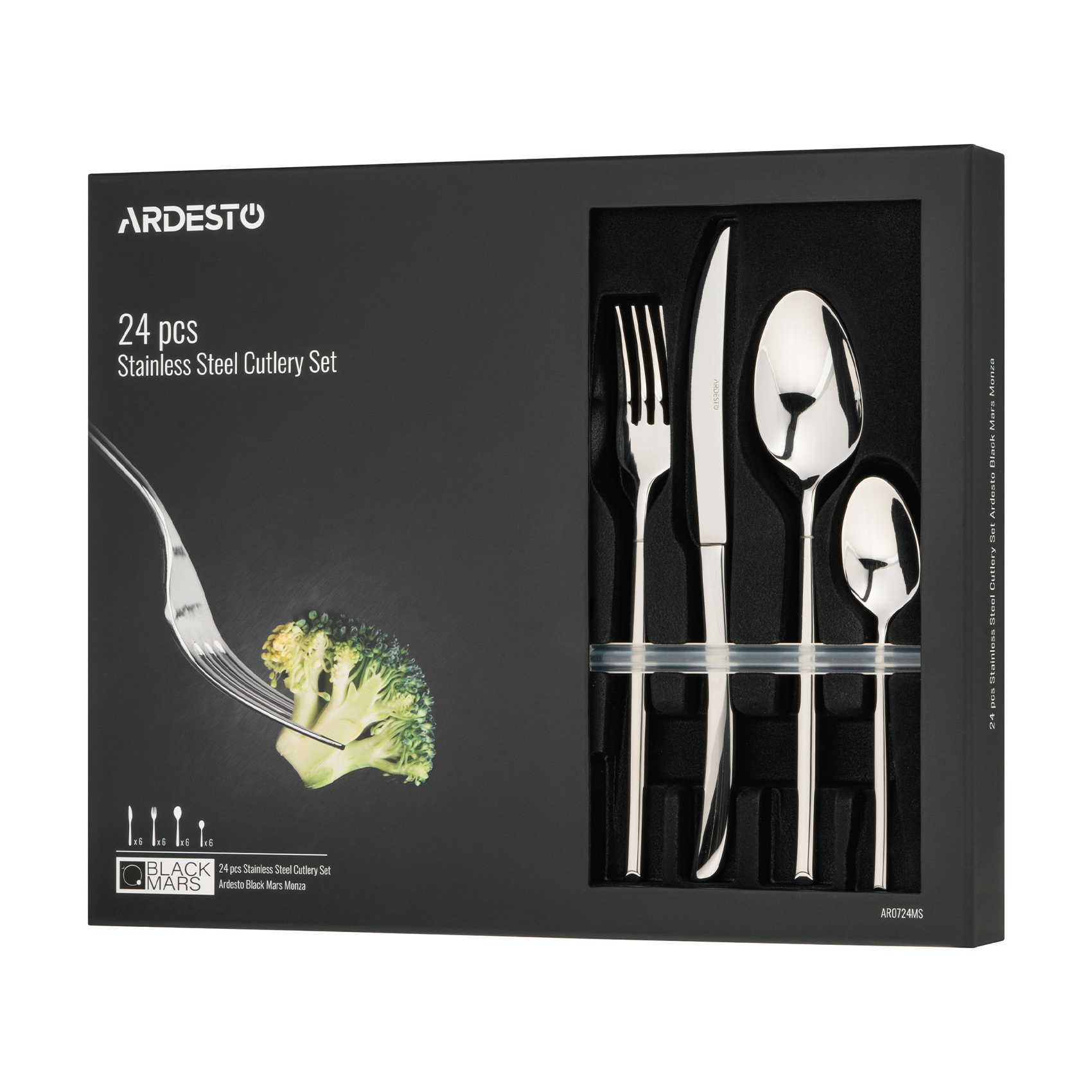 Набір столових приборів Ardesto Black Mars Monza, 24 предмети (AR0724MS)
Набір столових приборів Ardesto Black Mars Monza, 24 предмети (AR0724MS)
