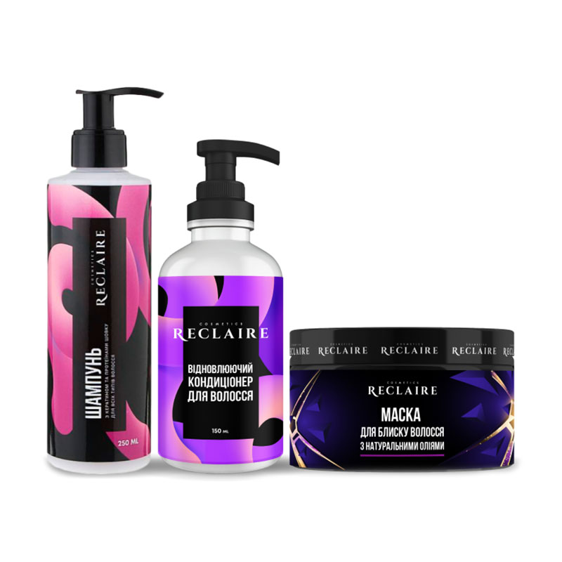 Уцінка! Набір для волосся Reclaire Комплекс для відновлення та блиску (шампунь, 250 мл + кондиціонер, 150 мл + маска, 200 мл)
Уцінка! Набір для волосся Reclaire Комплекс для відновлення та блиску (шампунь, 250 мл + кондиціонер, 150 мл + маска, 200 мл)