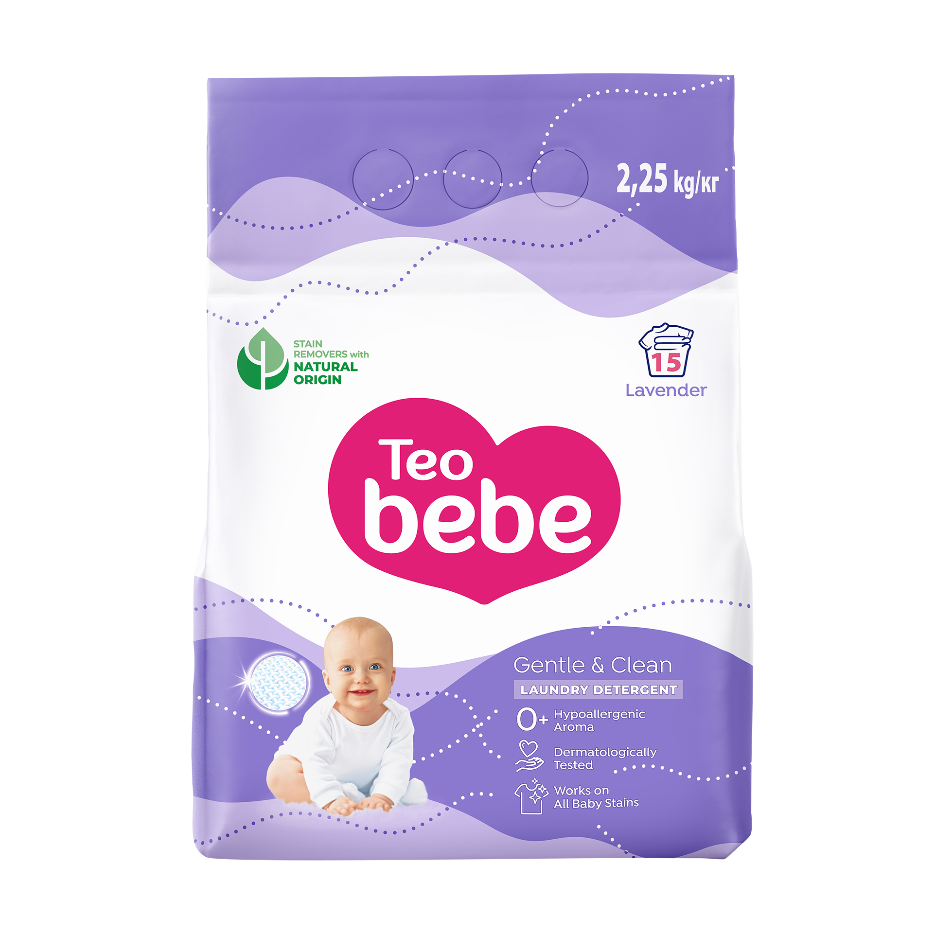 Пральний порошок Teo Bebe Gentle & Clean Lavender для дитячих речей, 15 циклів прання, 2.25 кг
Пральний порошок Teo Bebe Gentle & Clean Lavender для дитячих речей, 15 циклів прання, 2.25 кг