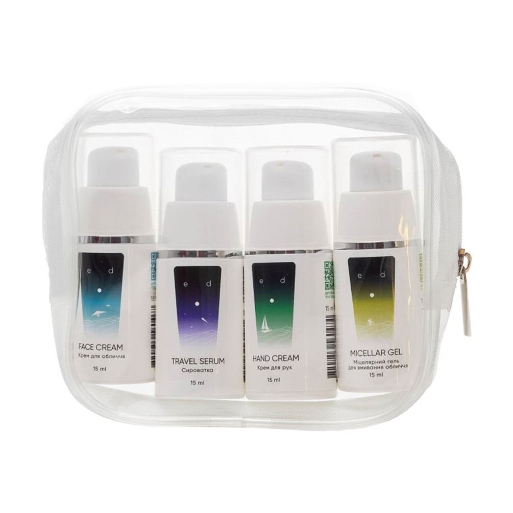 Набір для обличчя та рук Ed Cosmetics Travel (крем, 15 мл + сироватка, 15 мл + крем для рук, 15 мл + міцелярний гель для вмивання, 15 мл)
Набір для обличчя та рук Ed Cosmetics Travel (крем, 15 мл + сироватка, 15 мл + крем для рук, 15 мл + міцелярний гель для вмивання, 15 мл)