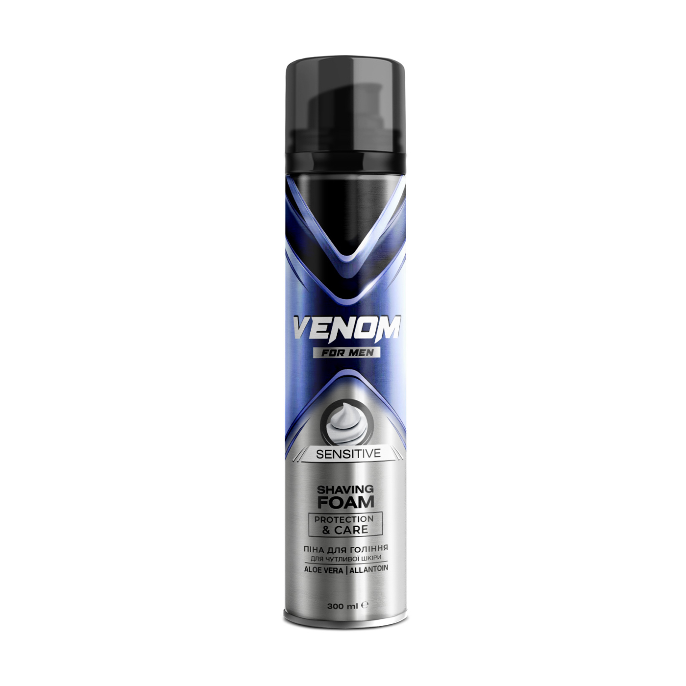 Чоловіча піна для гоління Venom Sensitive Shaving Foam з алое вера та алантоїном, 300 мл
Чоловіча піна для гоління Venom Sensitive Shaving Foam з алое вера та алантоїном, 300 мл