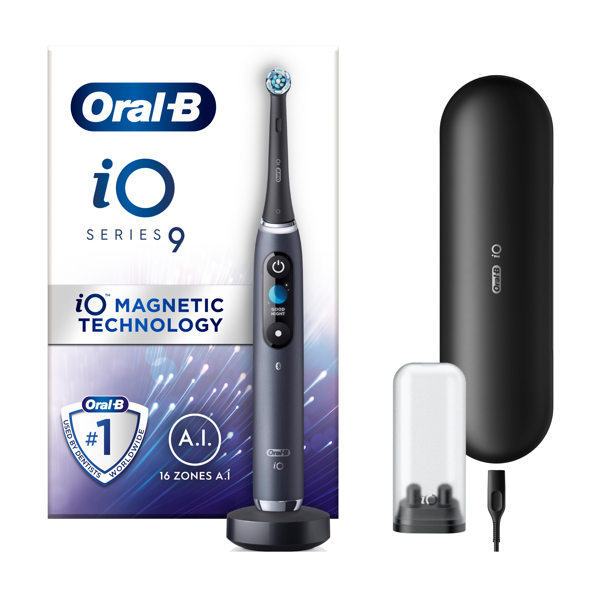 Електрична зубна щітка Oral-B iO Серія 9 чорна, з футляром, 1 шт
Електрична зубна щітка Oral-B iO Серія 9 чорна, з футляром, 1 шт