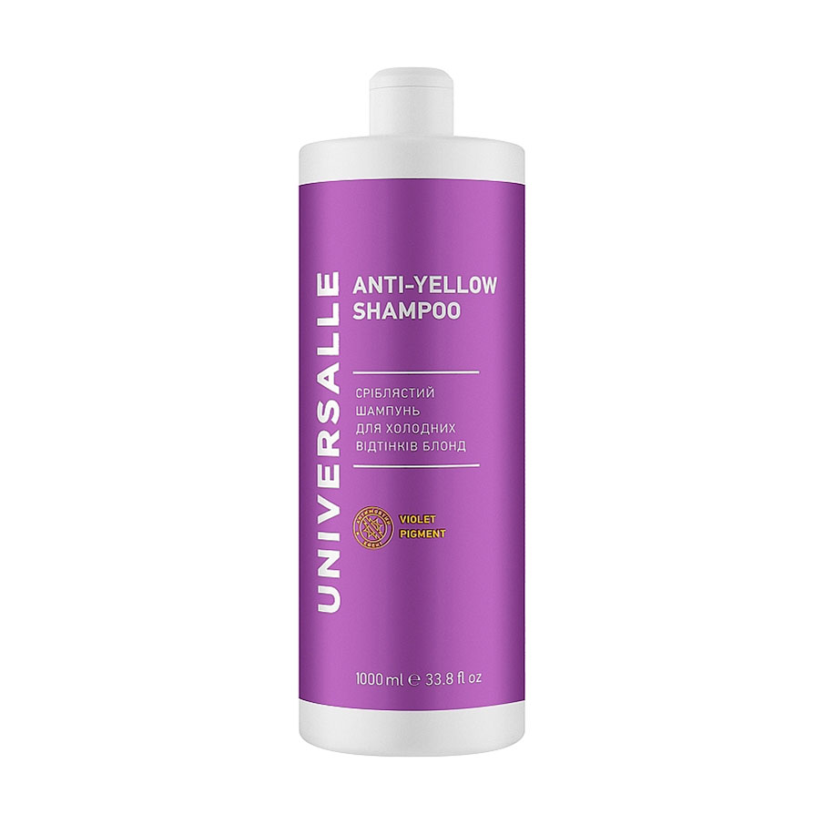 Сріблястий шампунь для волосся Universalle Anti-Yellow Shampoo для холодних відтінків блонд, 1 л
Сріблястий шампунь для волосся Universalle Anti-Yellow Shampoo для холодних відтінків блонд, 1 л