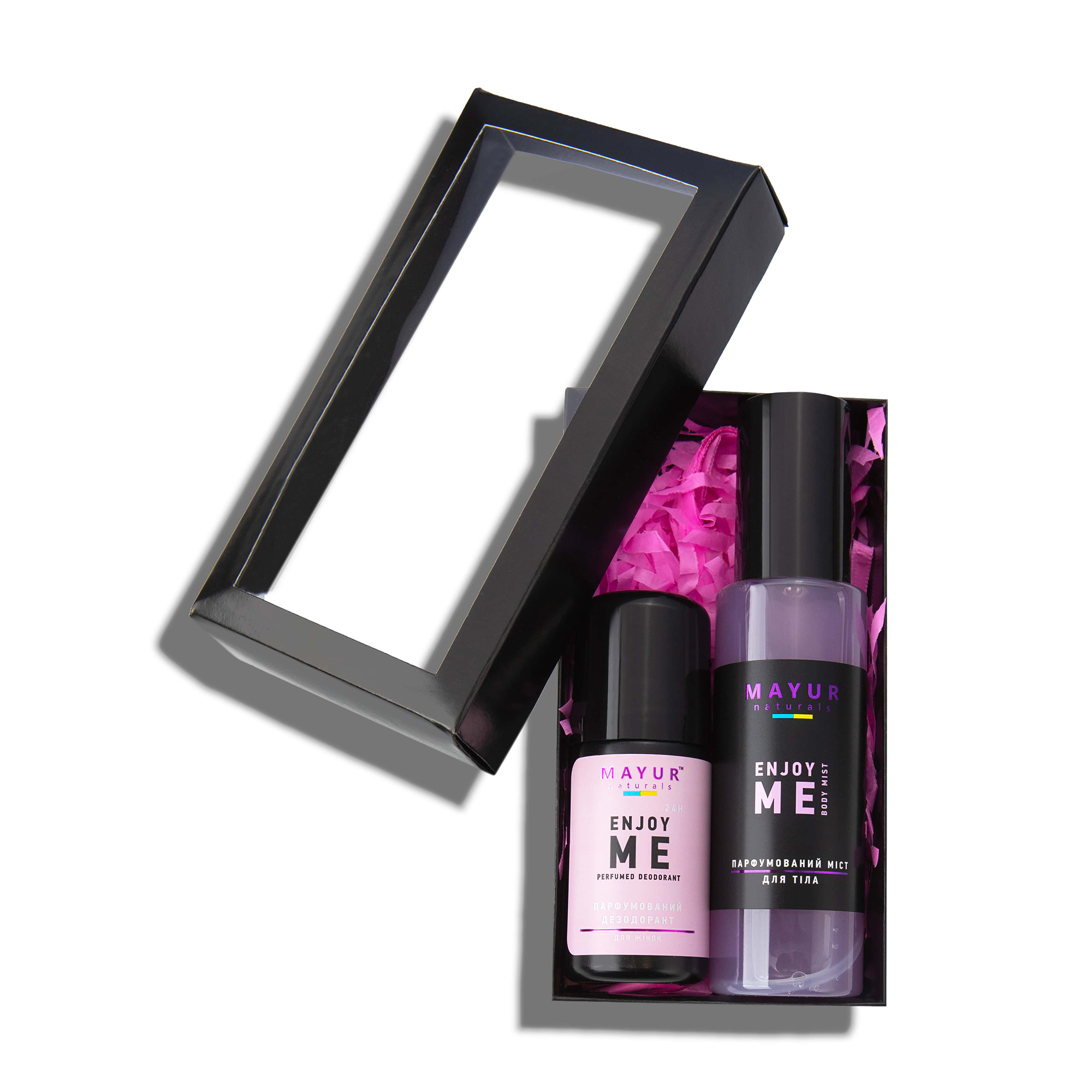 Набір для догляду за тілом Mayur Enjoy Me (парфумований дезодорант, 50 мл + міст для тіла, 100 мл)
Набір для догляду за тілом Mayur Enjoy Me (парфумований дезодорант, 50 мл + міст для тіла, 100 мл)