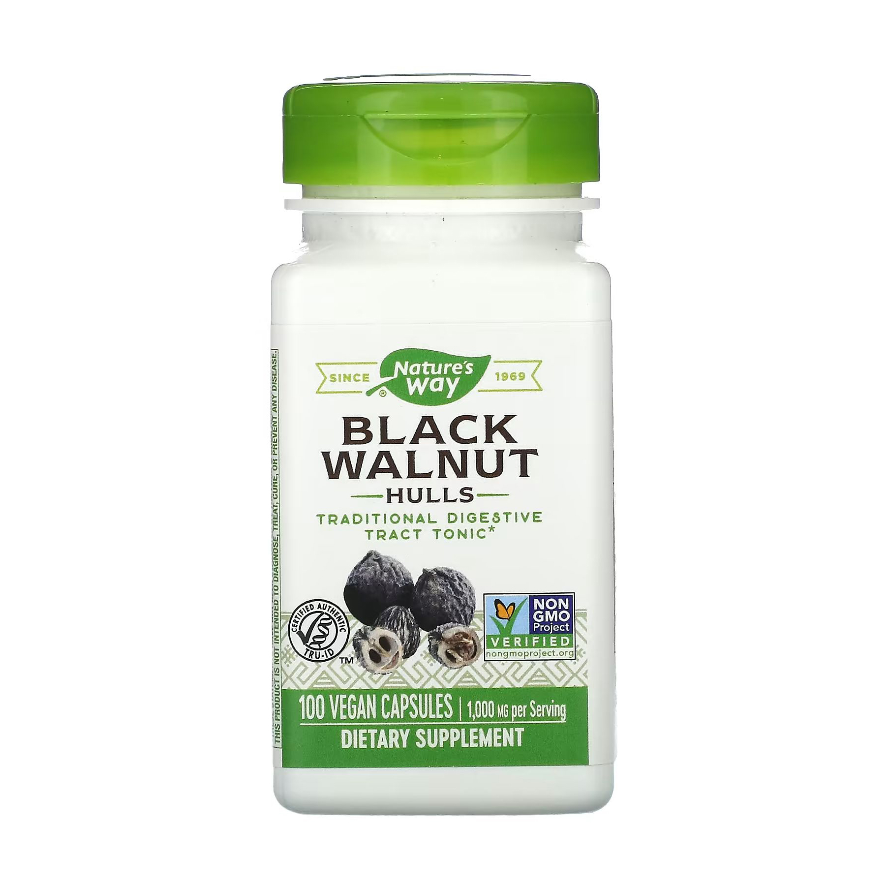 Шкаралупа чорного горіха Nature's Way Black Walnut Hulls 1000 мг, 100 капсул
Шкаралупа чорного горіха Nature's Way Black Walnut Hulls 1000 мг, 100 капсул