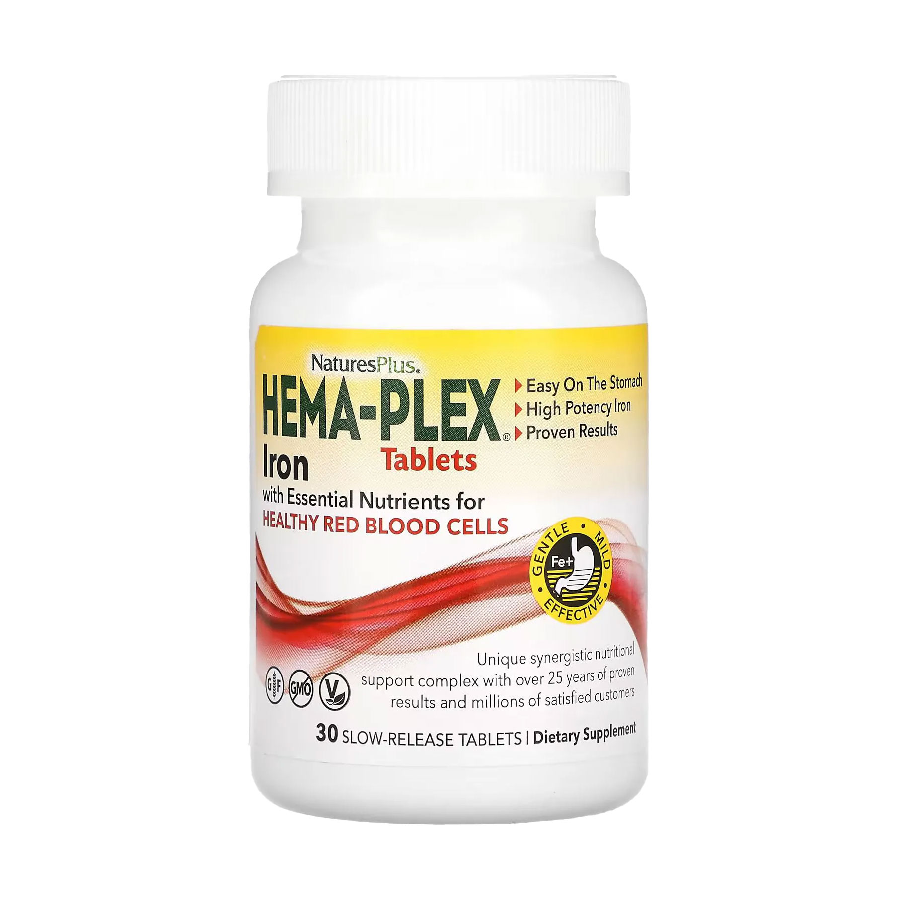 Залізо та поживні речовини для здоров'я еритроцитів NaturesPlus Hema-Plex Iron with Essential Nutrients, 30 таблеток
Залізо та поживні речовини для здоров'я еритроцитів NaturesPlus Hema-Plex Iron with Essential Nutrients, 30 таблеток