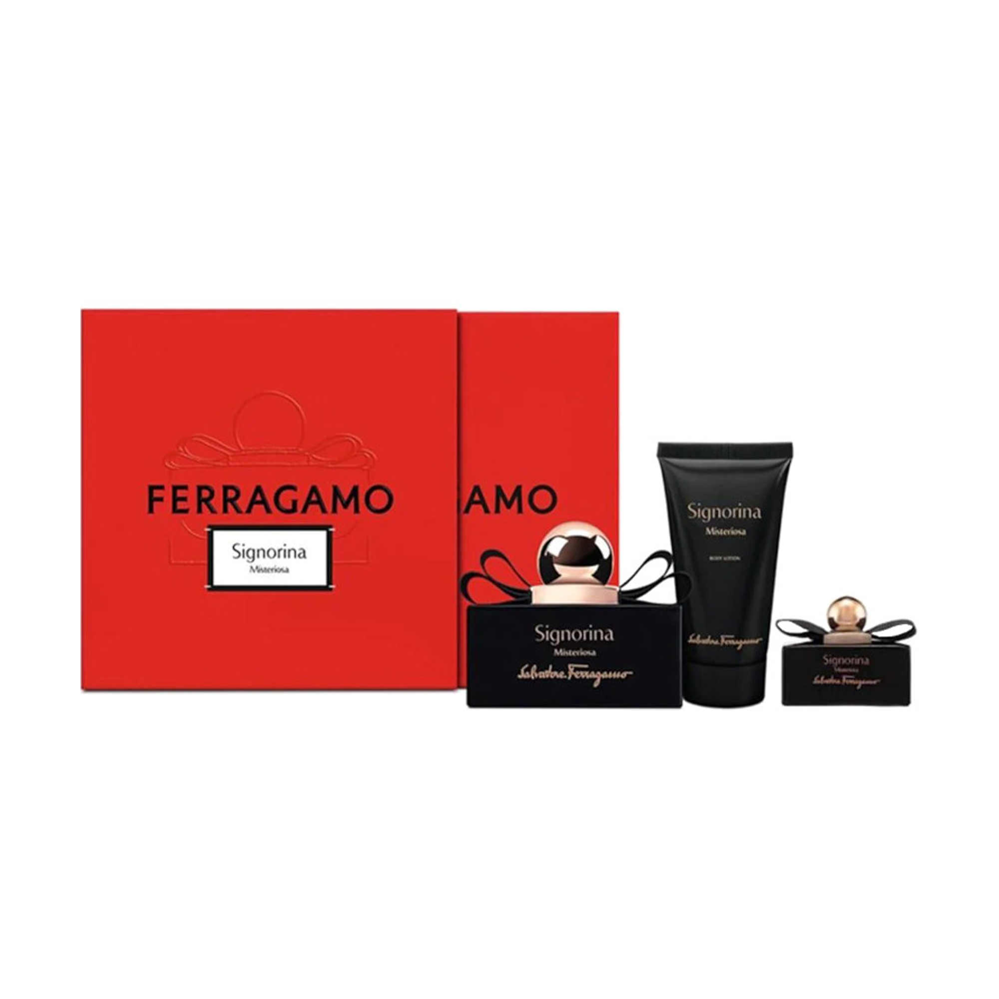 Парфумований набір жіночий Salvatore Ferragamo Signorina Misteriosa (парфумована вода, 100 мл + лосьйон, 50 мл + парфумована вода, 5 мл)
Парфумований набір жіночий Salvatore Ferragamo Signorina Misteriosa (парфумована вода, 100 мл + лосьйон, 50 мл + парфумована вода, 5 мл)