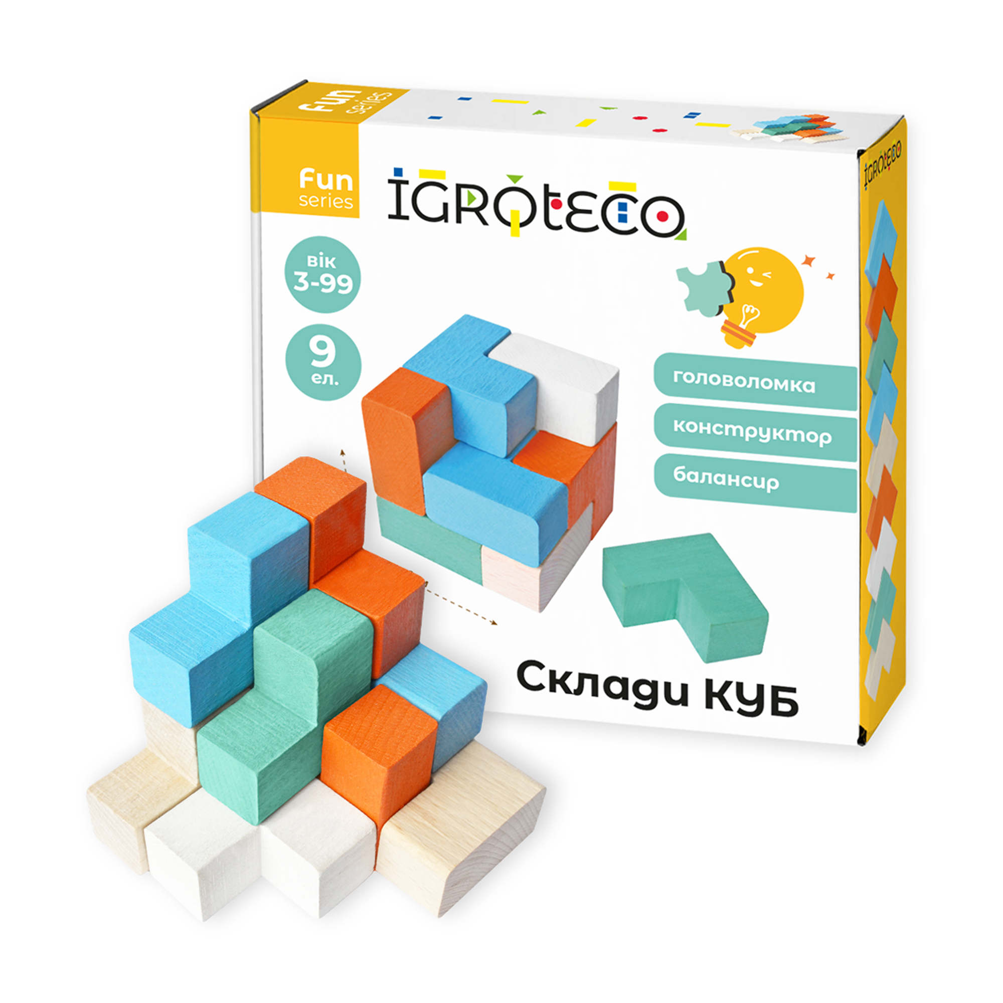 Головоломка-конструктор-балансир Igroteco Склади Куб, від 3 років, 9 деталей, 15*15*4 см (900170)
Головоломка-конструктор-балансир Igroteco Склади Куб, від 3 років, 9 деталей, 15*15*4 см (900170)