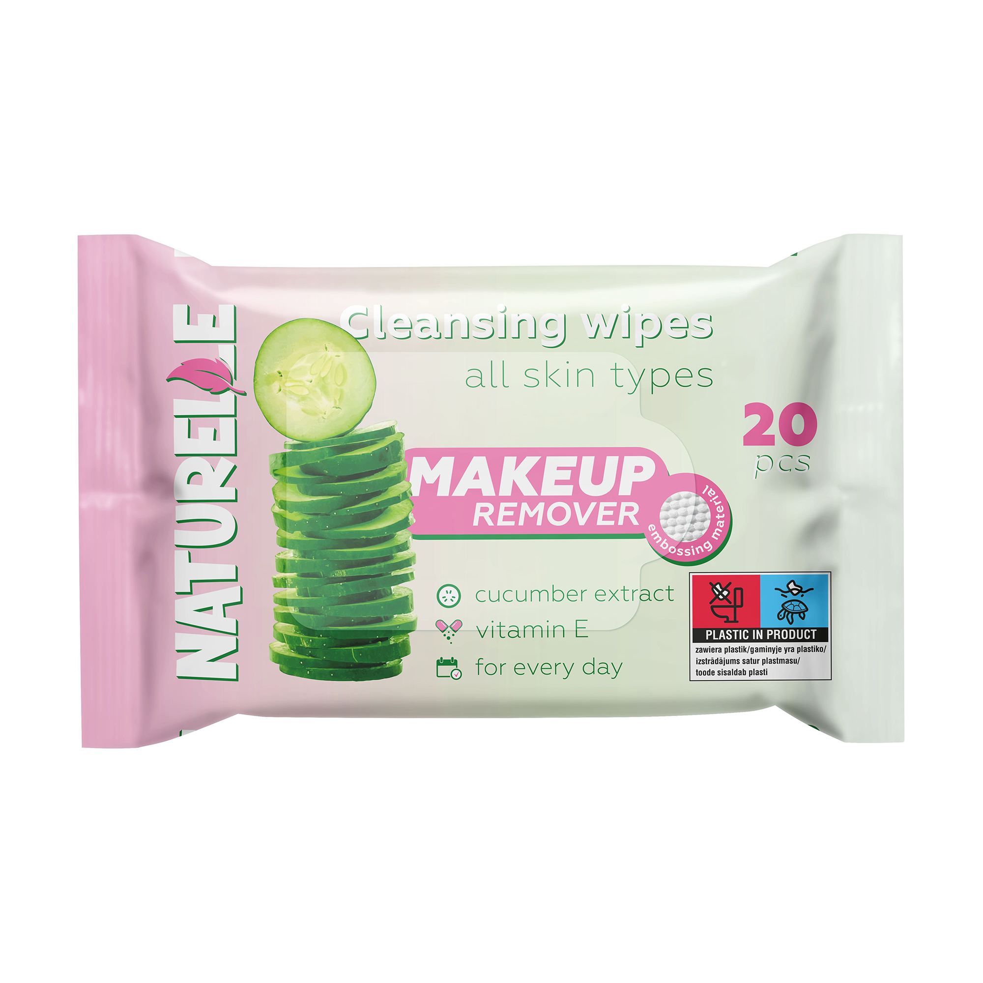 Вологі серветки для зняття макіяжу Naturelle Makeup Remover з міцелярною водою та екстрактом огірка, 20 шт
Вологі серветки для зняття макіяжу Naturelle Makeup Remover з міцелярною водою та екстрактом огірка, 20 шт