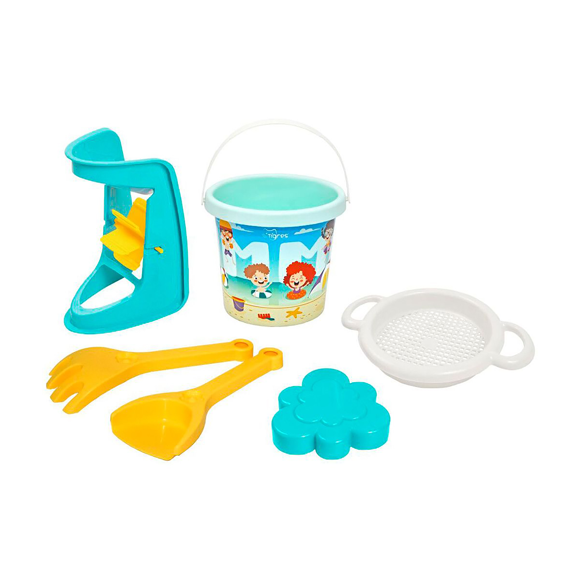 Дитячий набір для піску Tigres Summer з млинком та термонаклейкою, бірюзовий, 30*19*14 см, від 1 року, 6 елементів (39909)
Дитячий набір для піску Tigres Summer з млинком та термонаклейкою, бірюзовий, 30*19*14 см, від 1 року, 6 елементів (39909)