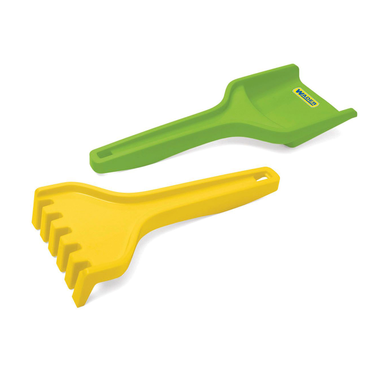 Дитячі лопатка з граблями Wader великі, жовто-салатові, 8*36*12 см, від 1 року, 2 елементи (71120)