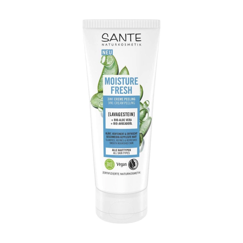 Біокрем-пілінг для обличчя Sante Moisture Fresh 3 In1 Cream Peeling з вулканічною лавою, алое та авокадо, 100 мл
Біокрем-пілінг для обличчя Sante Moisture Fresh 3 In1 Cream Peeling з вулканічною лавою, алое та авокадо, 100 мл