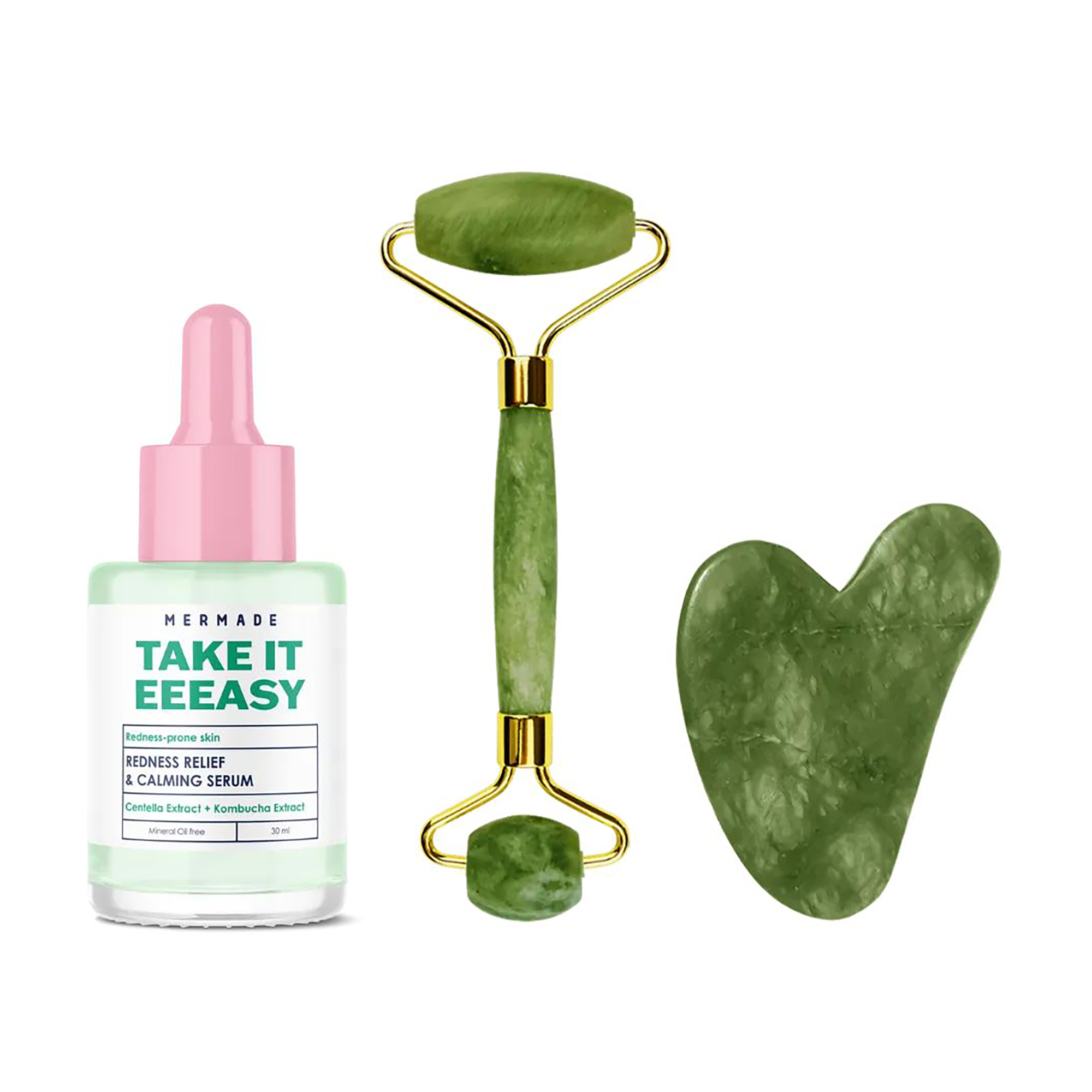 Набір для масажу обличчя Mermade (сироватка Centella & Kombucha Extracts, 30 мл + нефритовий ролер, 1 шт + нефритовий шкребок гуаша, 1 шт)
Набір для масажу обличчя Mermade (сироватка Centella & Kombucha Extracts, 30 мл + нефритовий ролер, 1 шт + нефритовий шкребок гуаша, 1 шт)