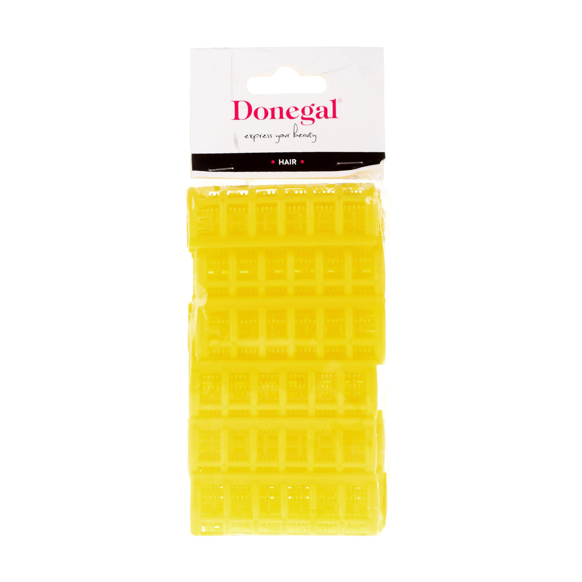 Набір бігуді для волосся Donegal жовті, діаметр 2 см, 12 шт (9218)